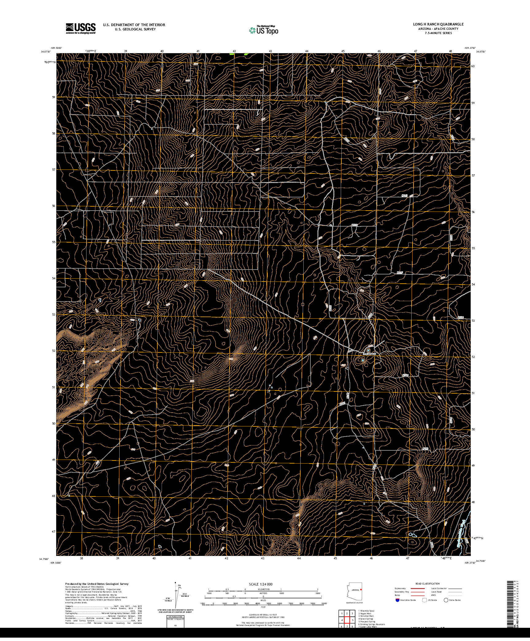 US TOPO 7.5-MINUTE MAP FOR LONG H RANCH, AZ