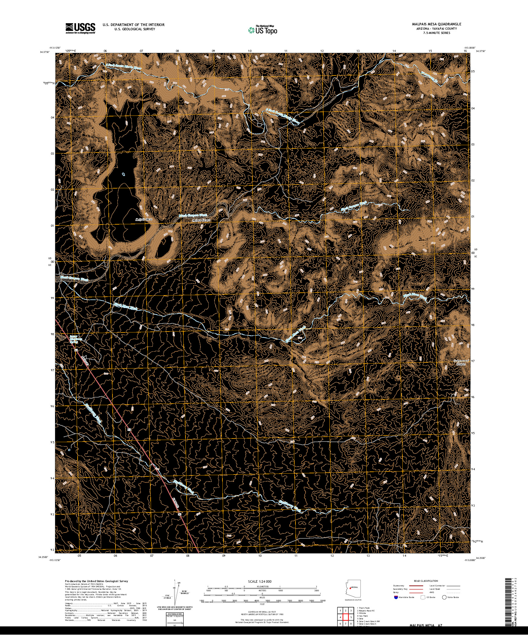 US TOPO 7.5-MINUTE MAP FOR MALPAIS MESA, AZ