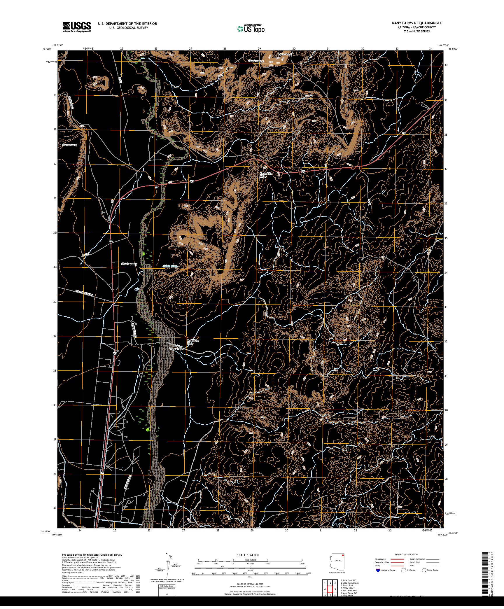 US TOPO 7.5-MINUTE MAP FOR MANY FARMS NE, AZ