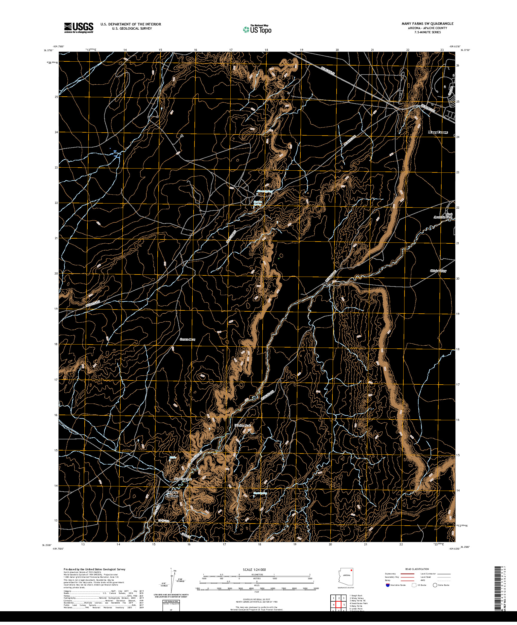 US TOPO 7.5-MINUTE MAP FOR MANY FARMS SW, AZ