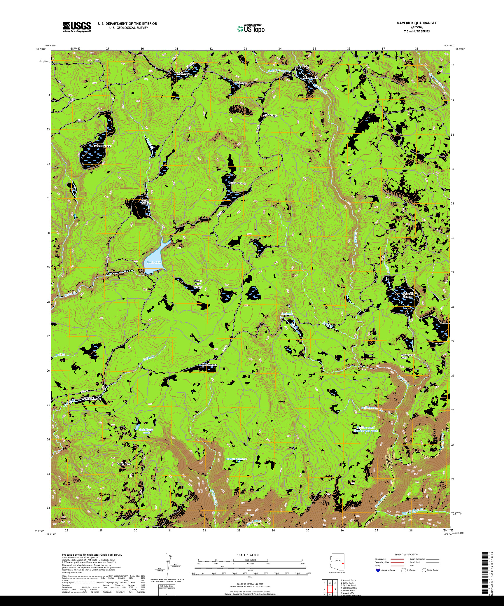 US TOPO 7.5-MINUTE MAP FOR MAVERICK, AZ