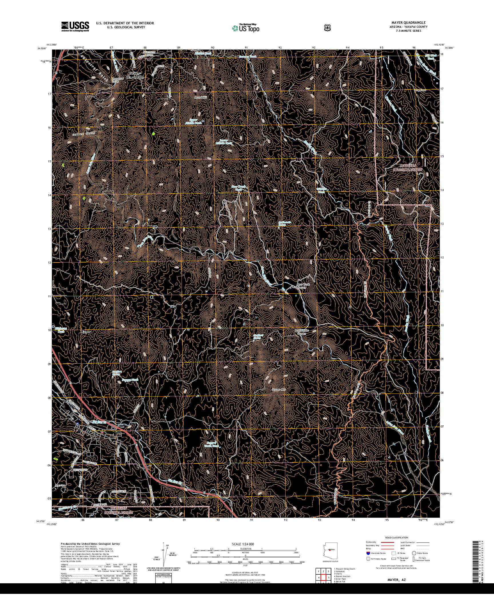 US TOPO 7.5-MINUTE MAP FOR MAYER, AZ