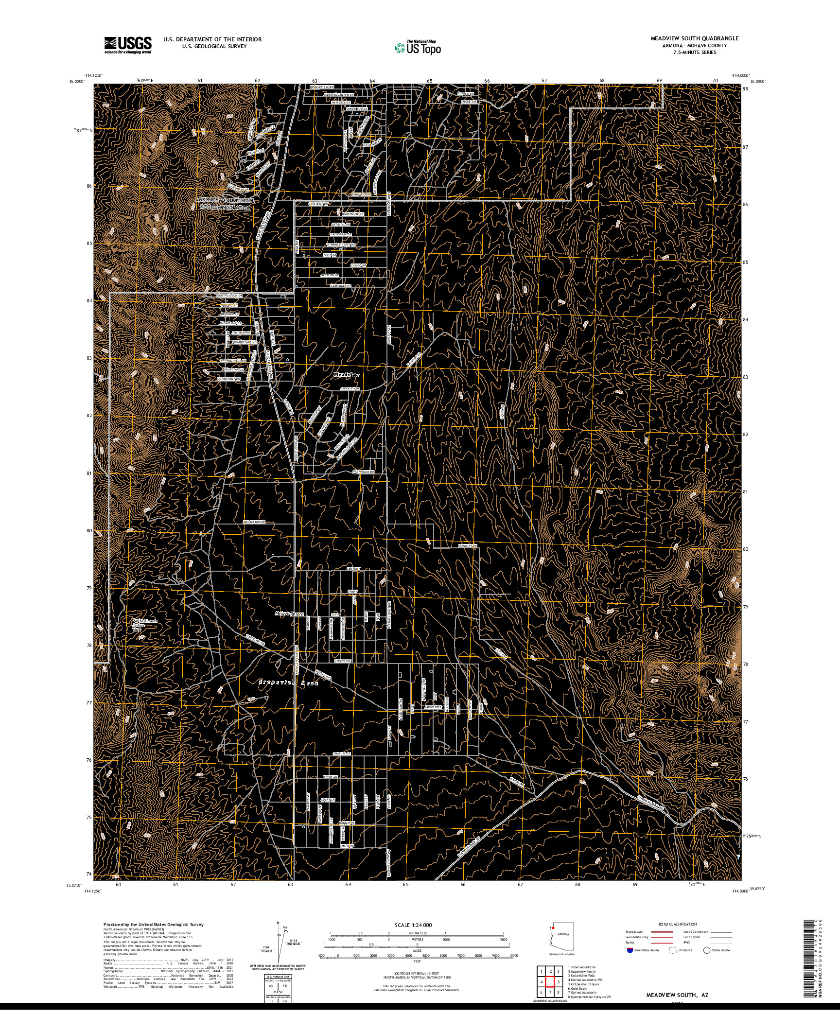 US TOPO 7.5-MINUTE MAP FOR MEADVIEW SOUTH, AZ