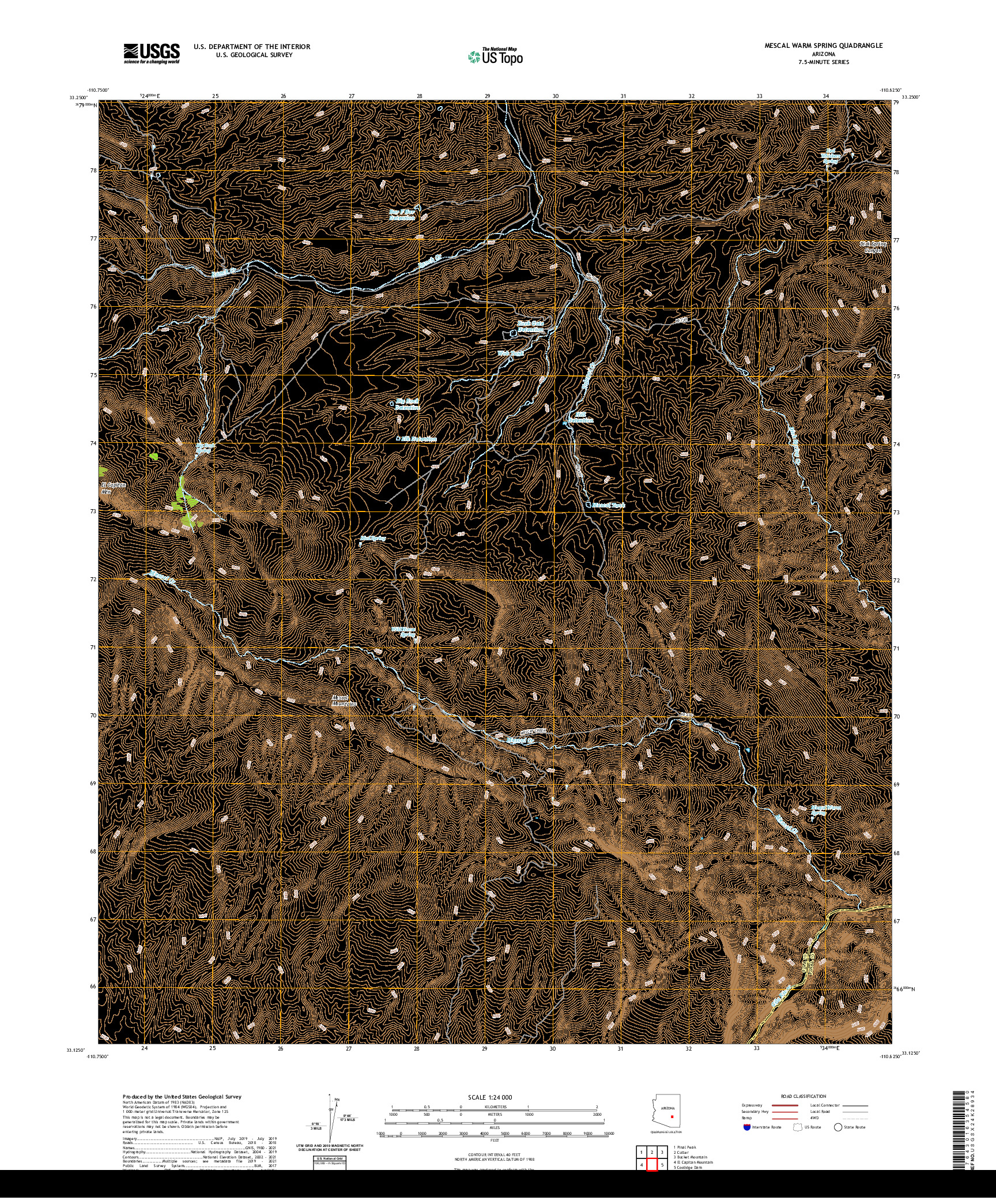 US TOPO 7.5-MINUTE MAP FOR MESCAL WARM SPRING, AZ