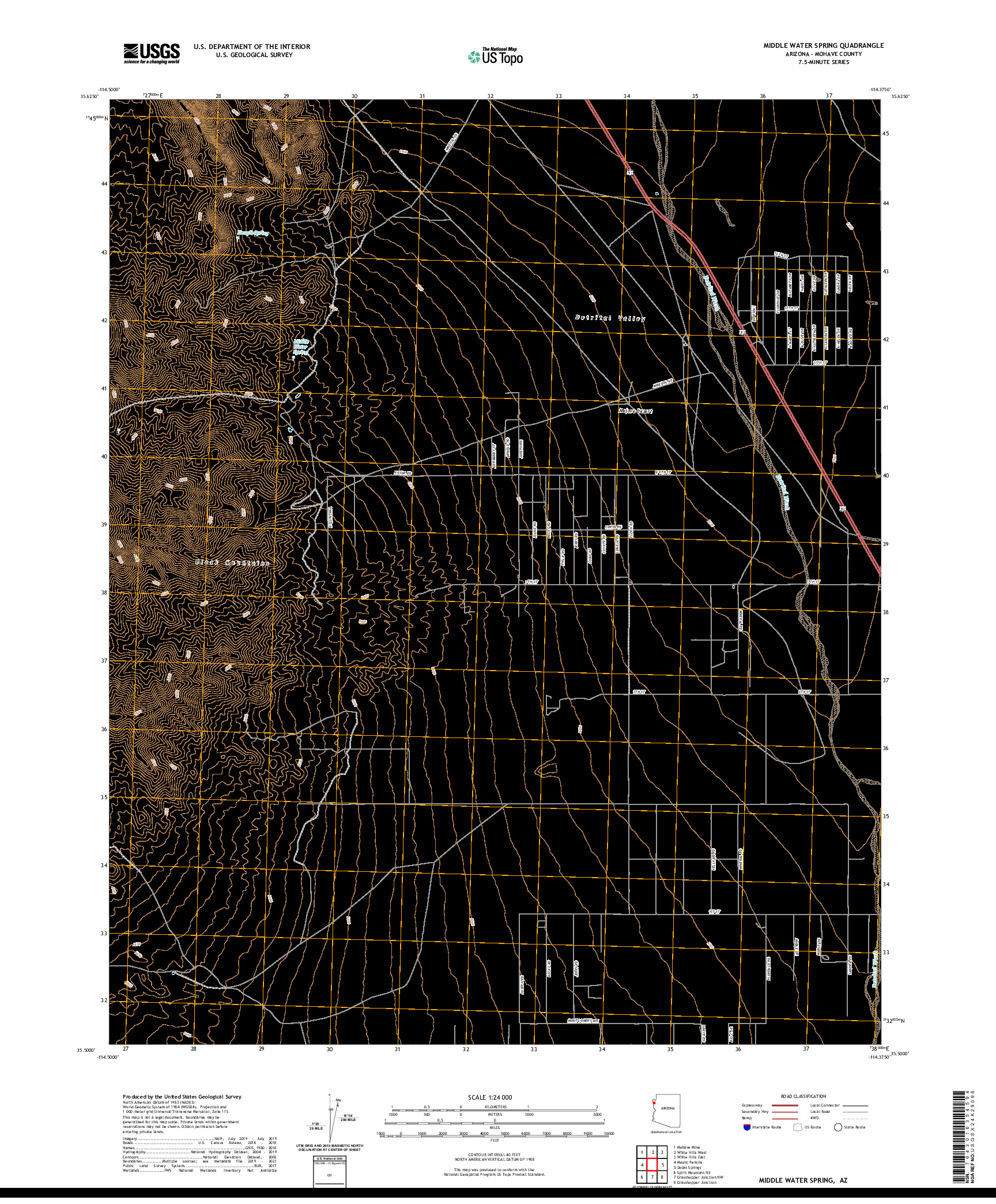 US TOPO 7.5-MINUTE MAP FOR MIDDLE WATER SPRING, AZ