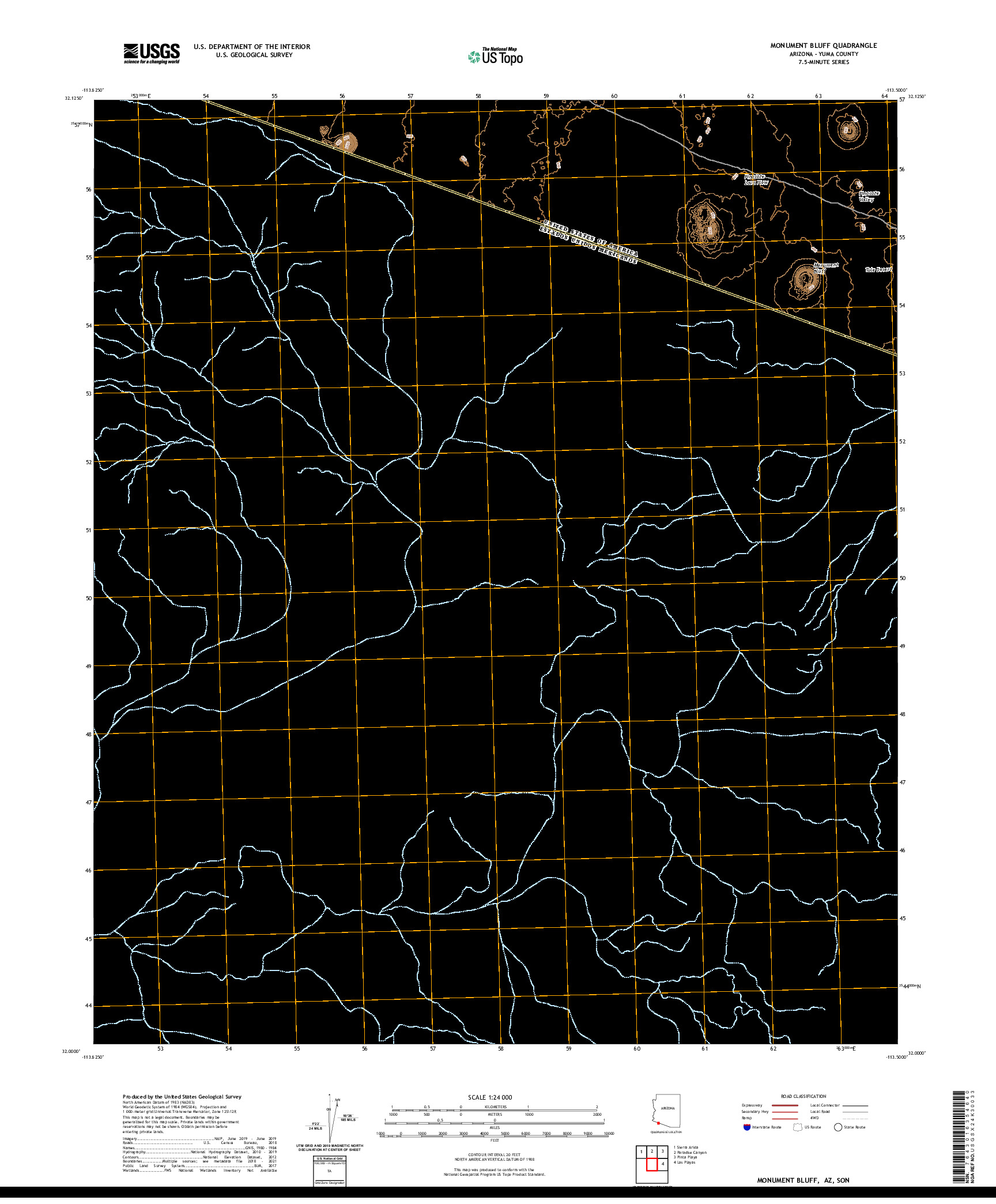 USGS US TOPO 7.5-MINUTE MAP FOR MONUMENT BLUFF, AZ,SON 2021