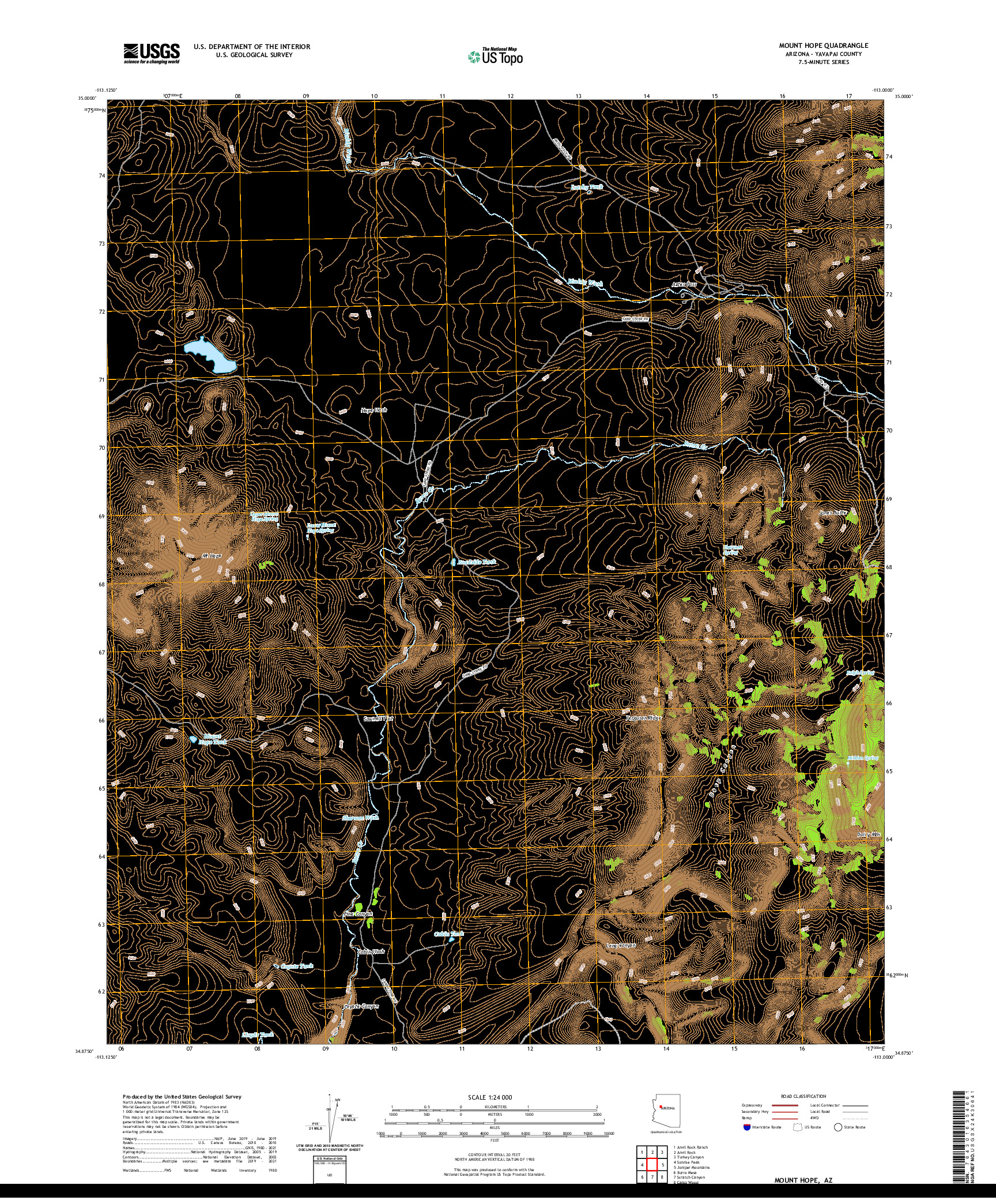 US TOPO 7.5-MINUTE MAP FOR MOUNT HOPE, AZ