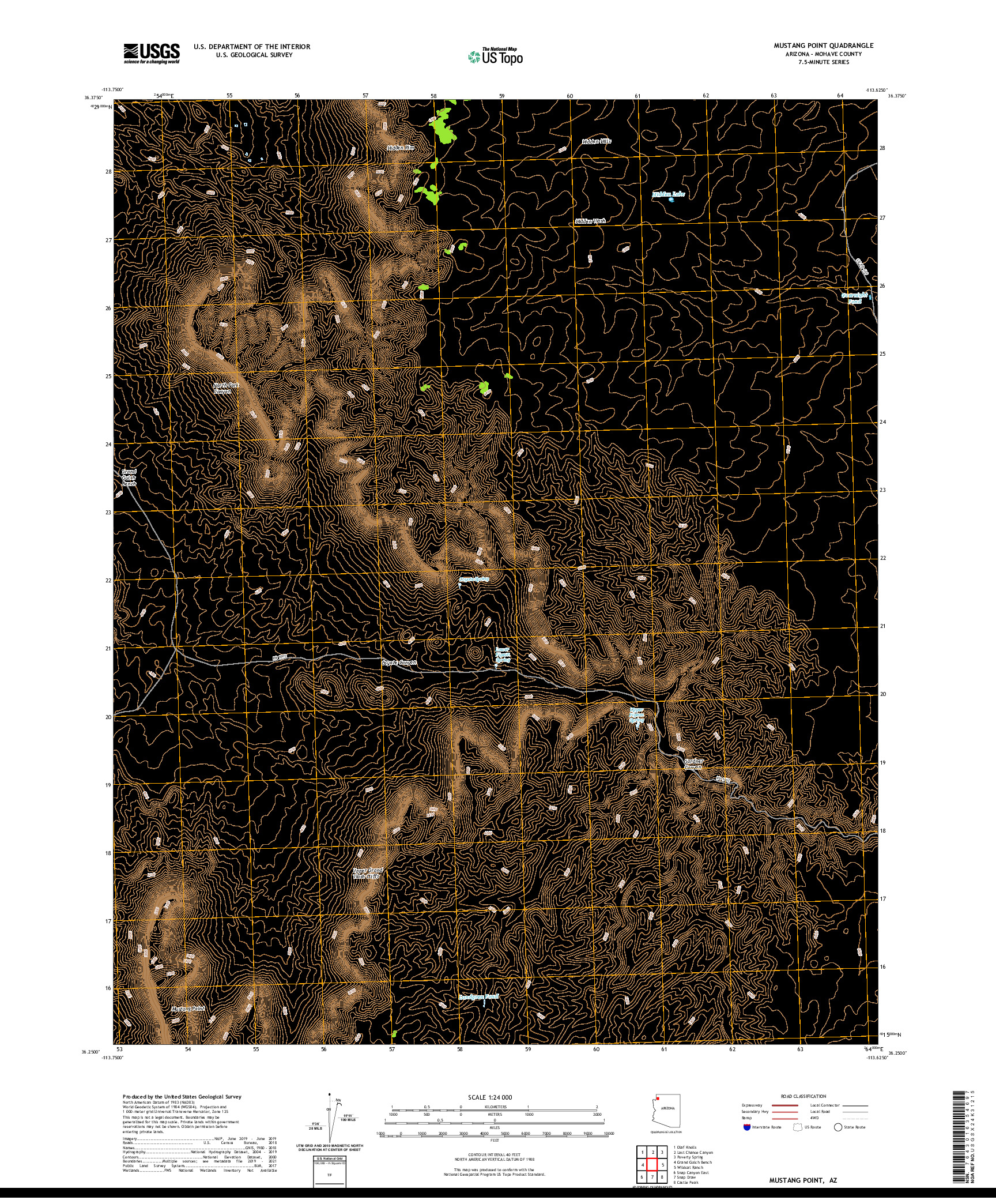 US TOPO 7.5-MINUTE MAP FOR MUSTANG POINT, AZ