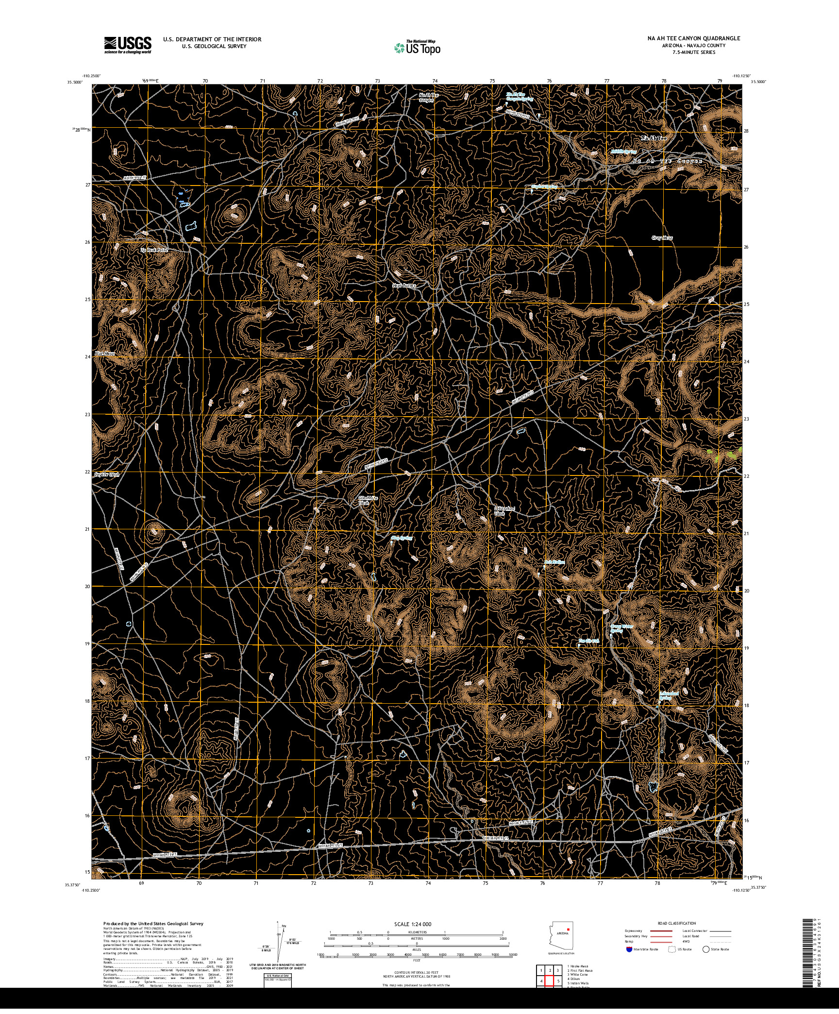 US TOPO 7.5-MINUTE MAP FOR NA AH TEE CANYON, AZ