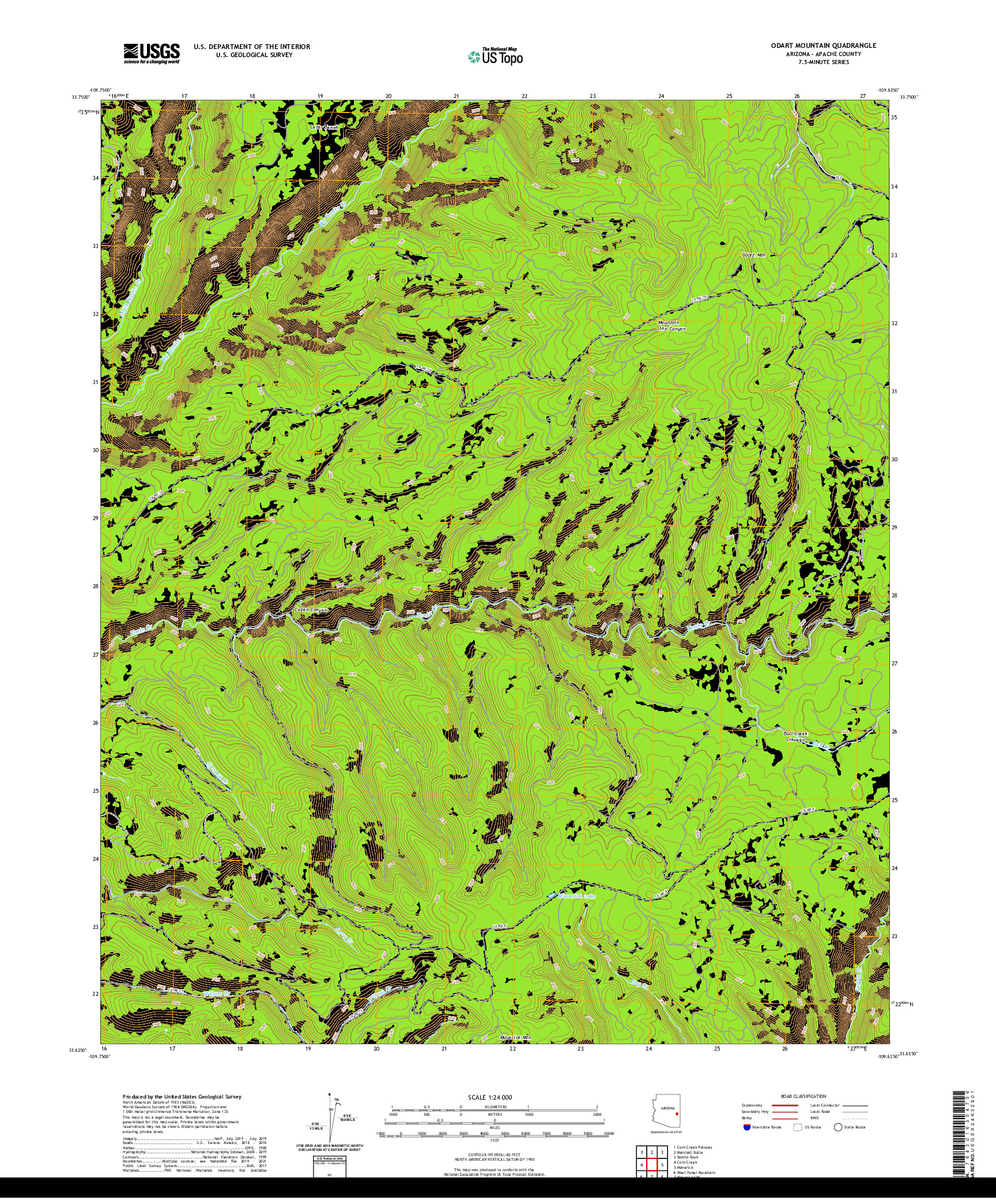 US TOPO 7.5-MINUTE MAP FOR ODART MOUNTAIN, AZ