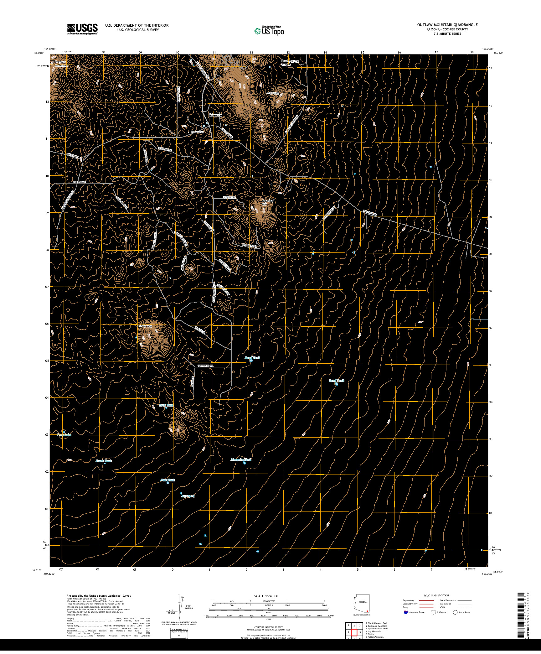 USGS US TOPO 7.5-MINUTE MAP FOR OUTLAW MOUNTAIN, AZ 2021