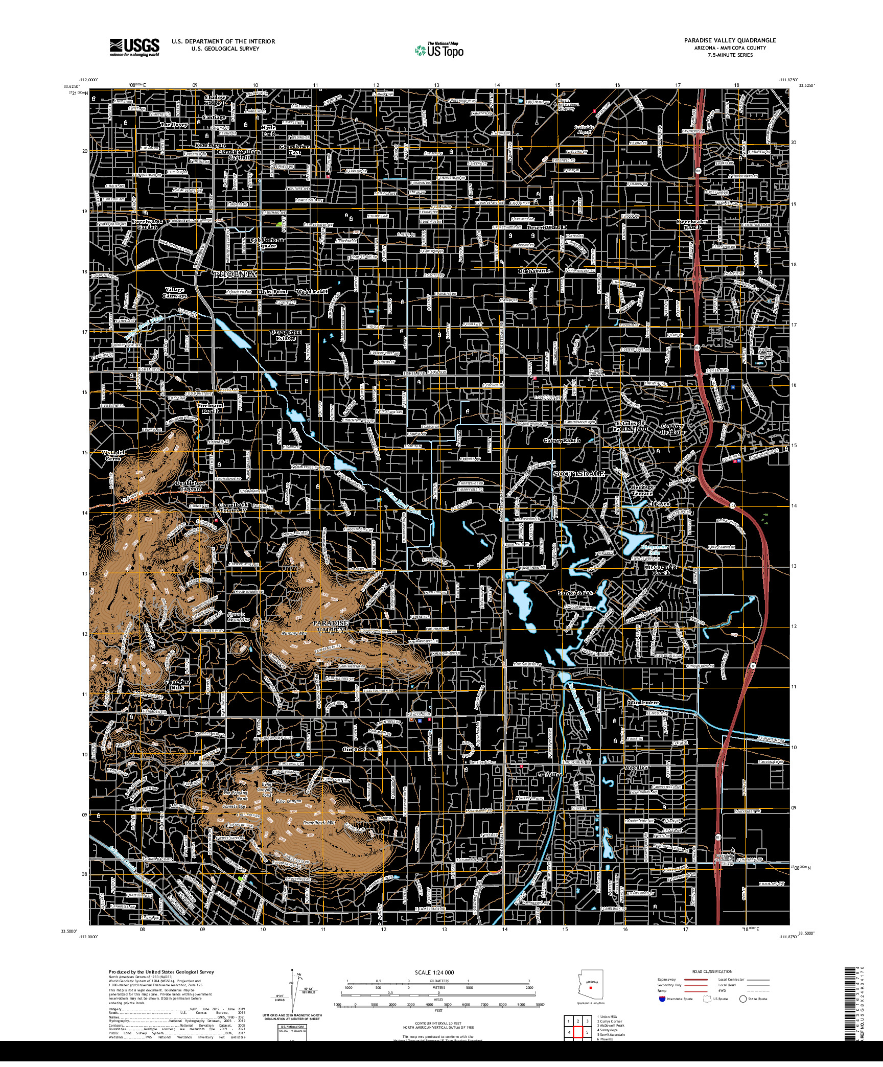 US TOPO 7.5-MINUTE MAP FOR PARADISE VALLEY, AZ