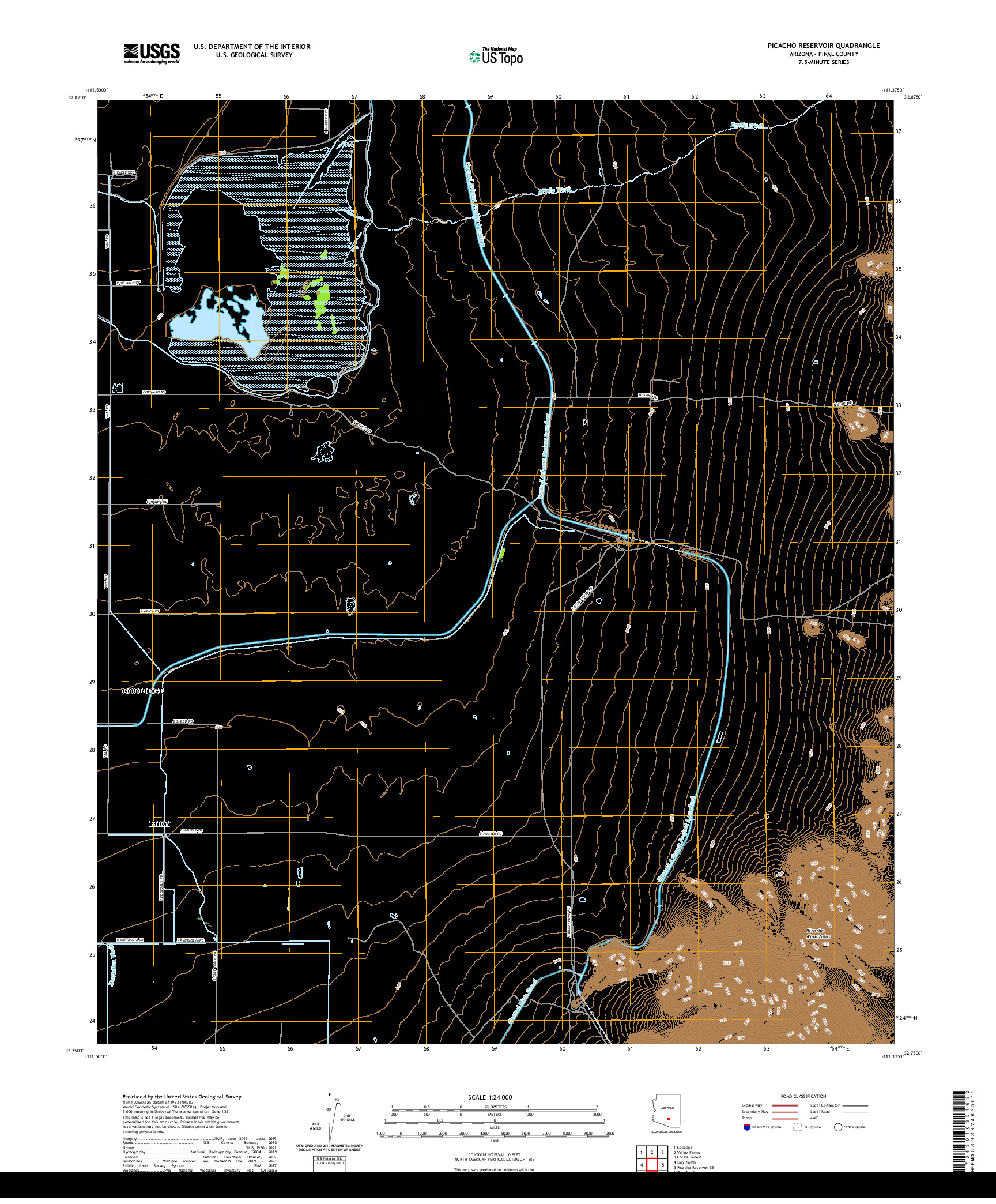 US TOPO 7.5-MINUTE MAP FOR PICACHO RESERVOIR, AZ