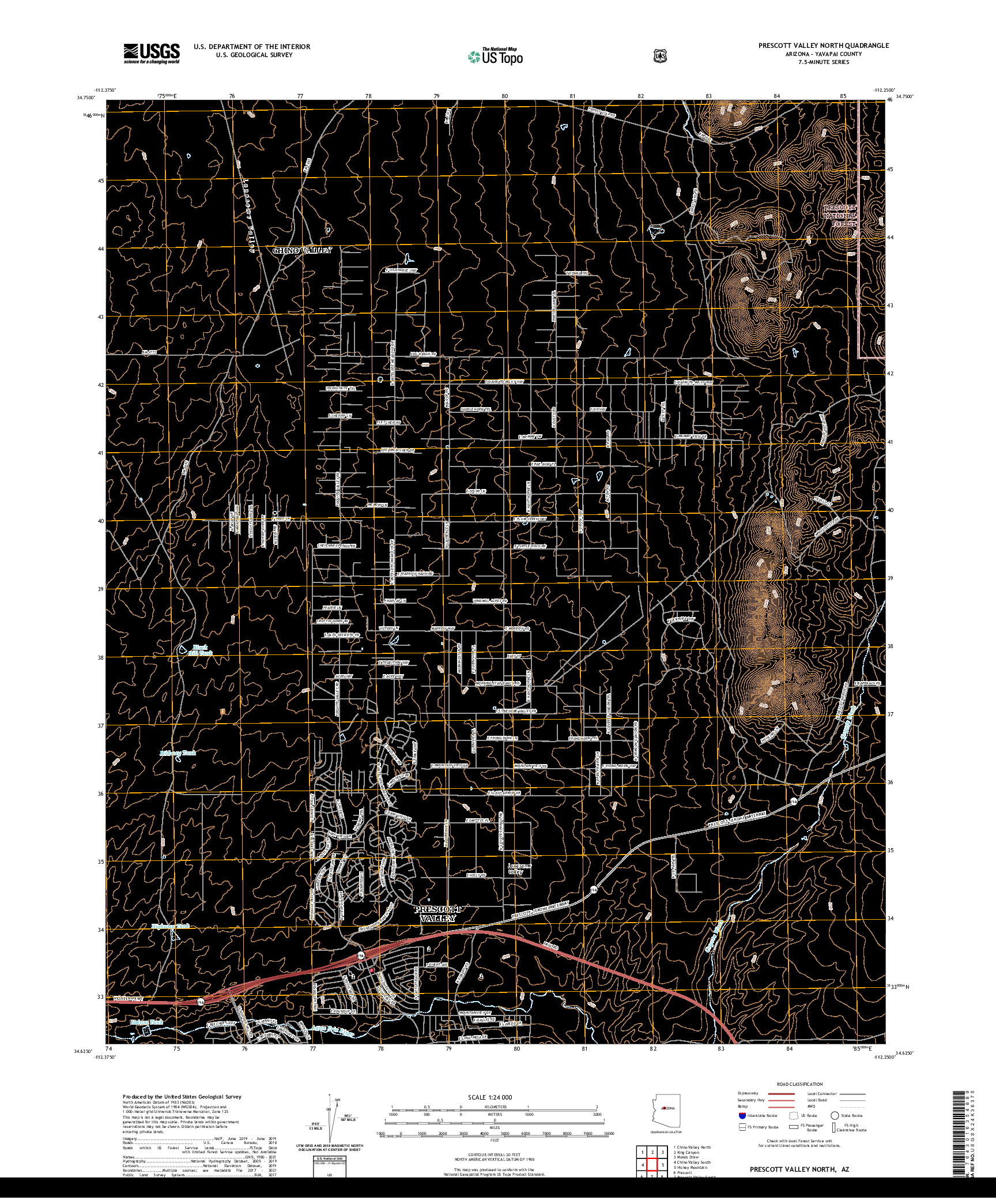 US TOPO 7.5-MINUTE MAP FOR PRESCOTT VALLEY NORTH, AZ