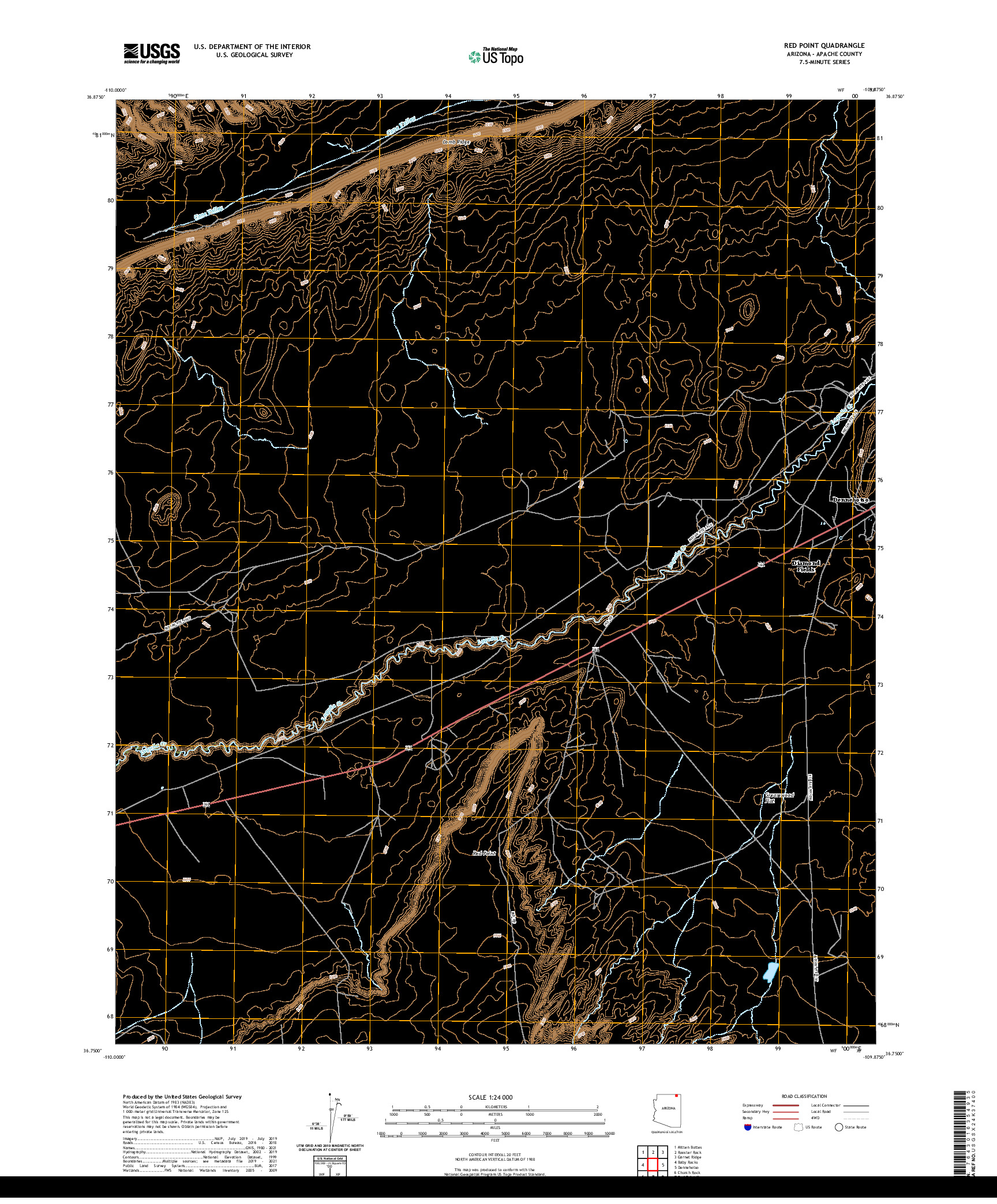 US TOPO 7.5-MINUTE MAP FOR RED POINT, AZ