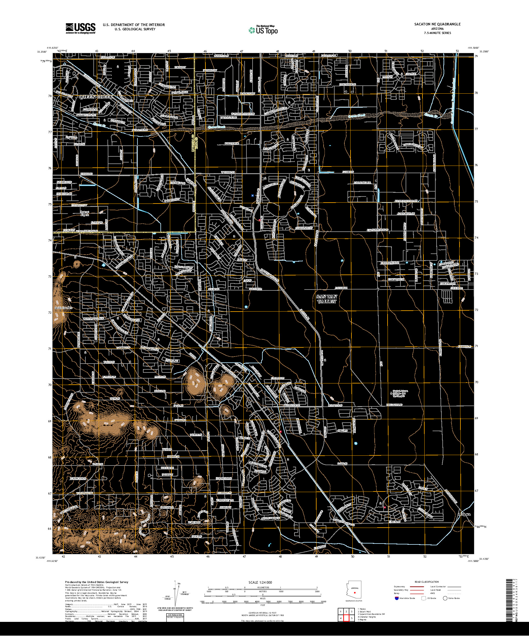 US TOPO 7.5-MINUTE MAP FOR SACATON NE, AZ