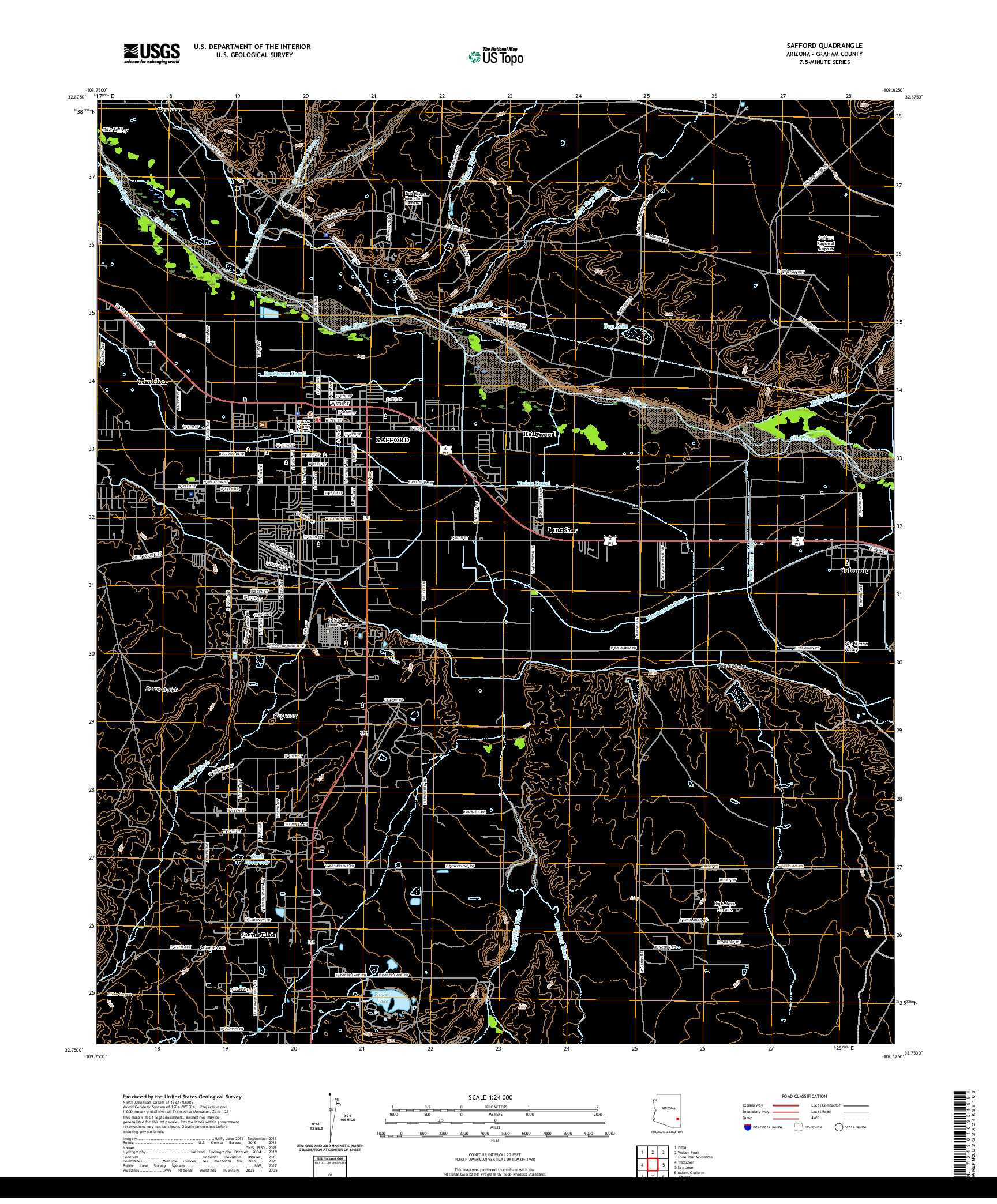 US TOPO 7.5-MINUTE MAP FOR SAFFORD, AZ