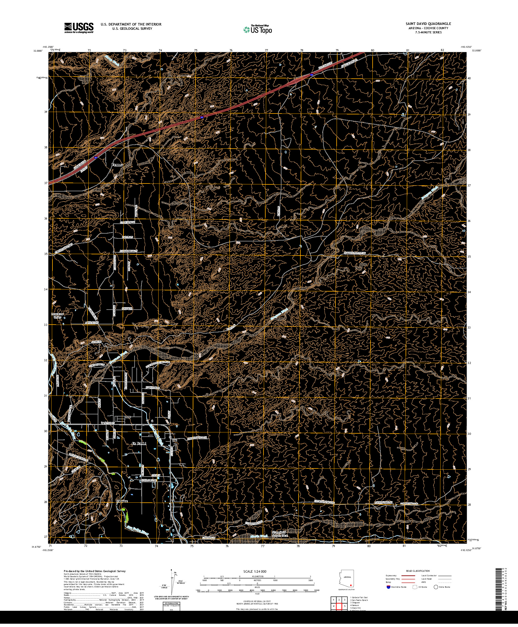 US TOPO 7.5-MINUTE MAP FOR SAINT DAVID, AZ