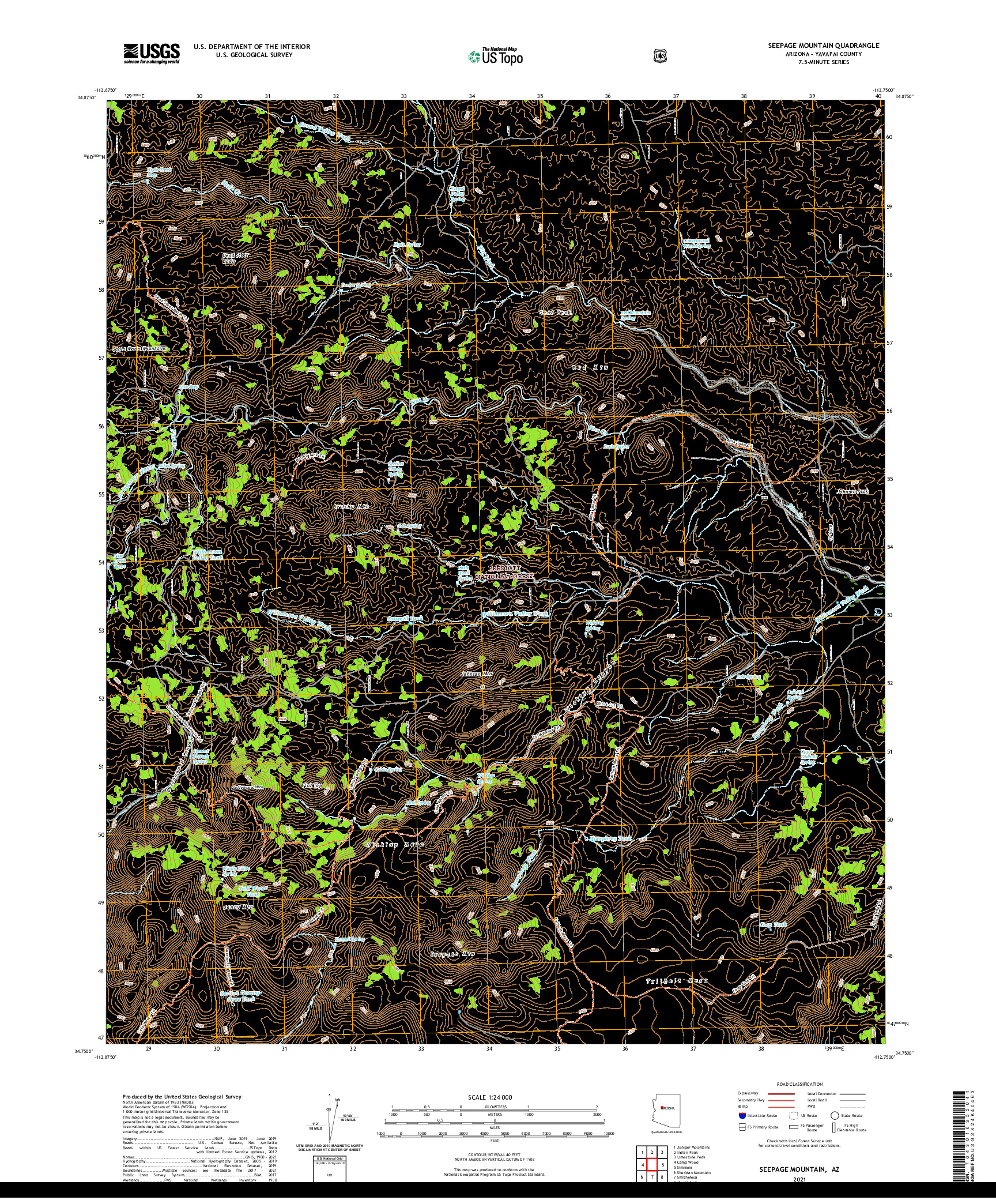 US TOPO 7.5-MINUTE MAP FOR SEEPAGE MOUNTAIN, AZ