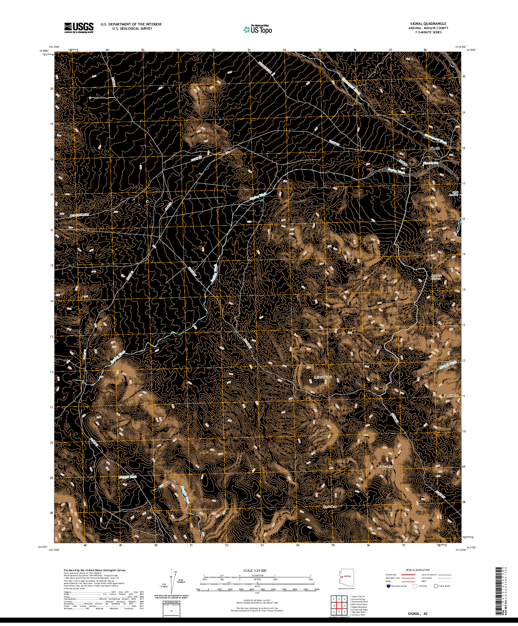 US TOPO 7.5-MINUTE MAP FOR SIGNAL, AZ