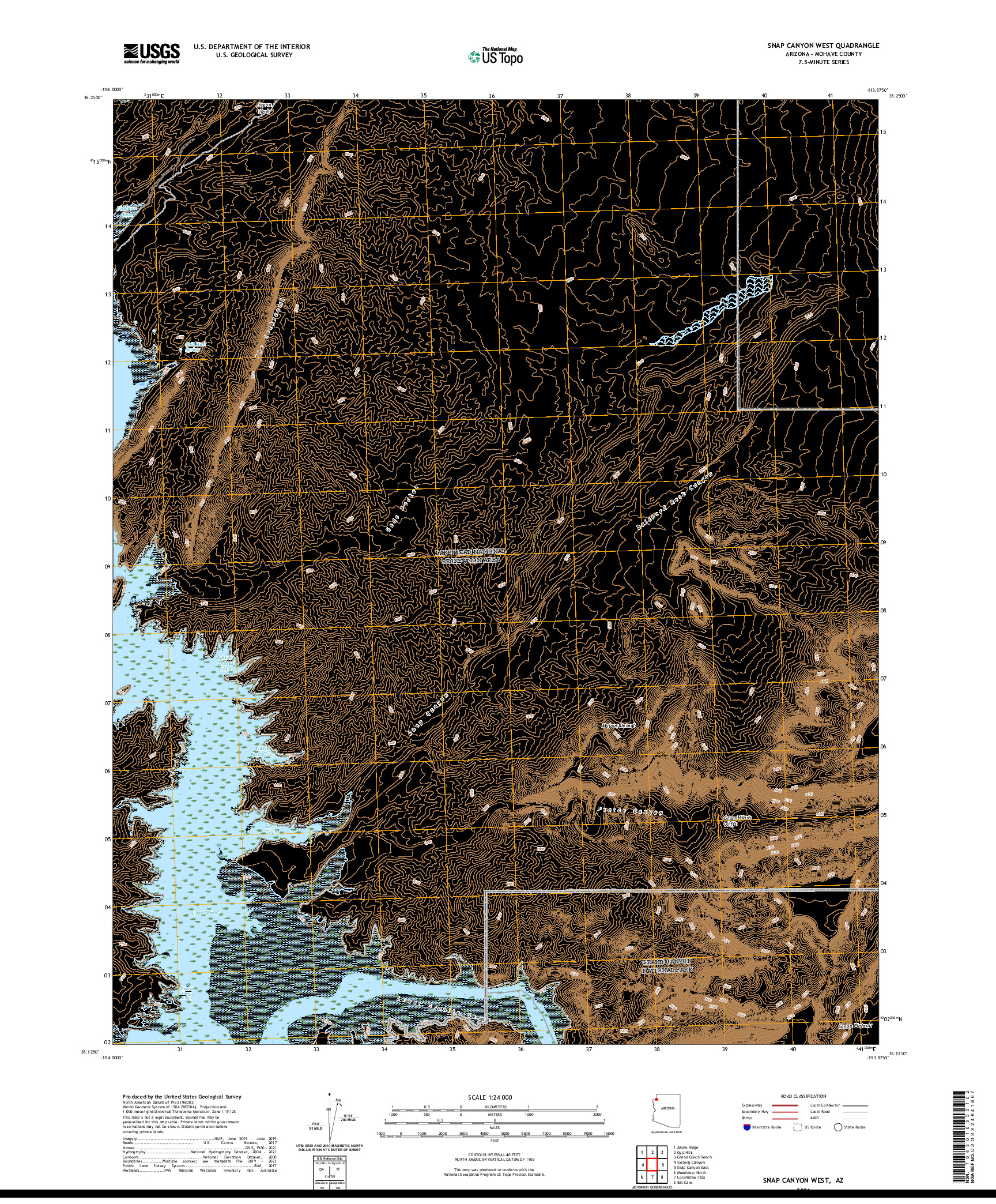 US TOPO 7.5-MINUTE MAP FOR SNAP CANYON WEST, AZ