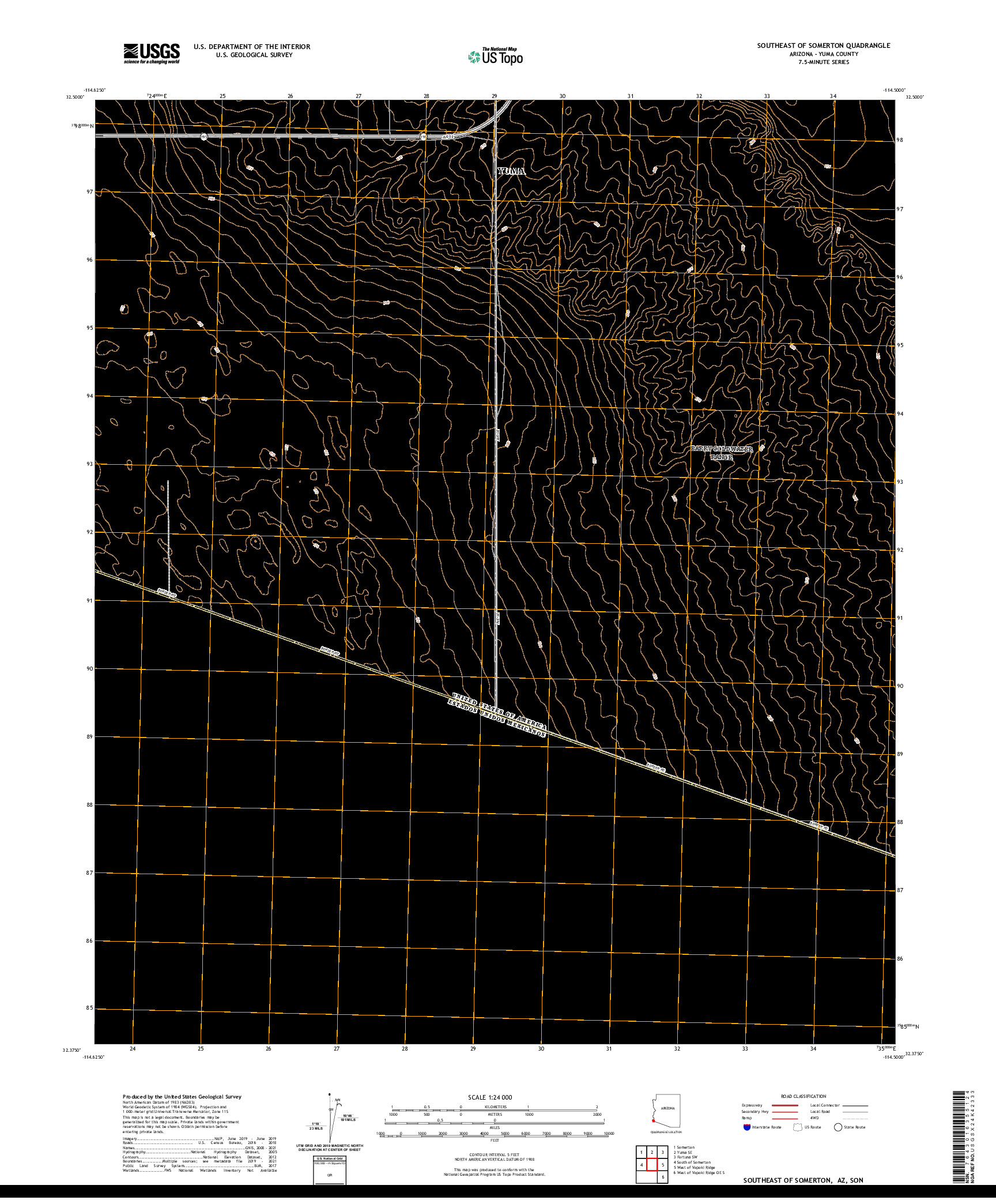 US TOPO 7.5-MINUTE MAP FOR SOUTHEAST OF SOMERTON, AZ,SON