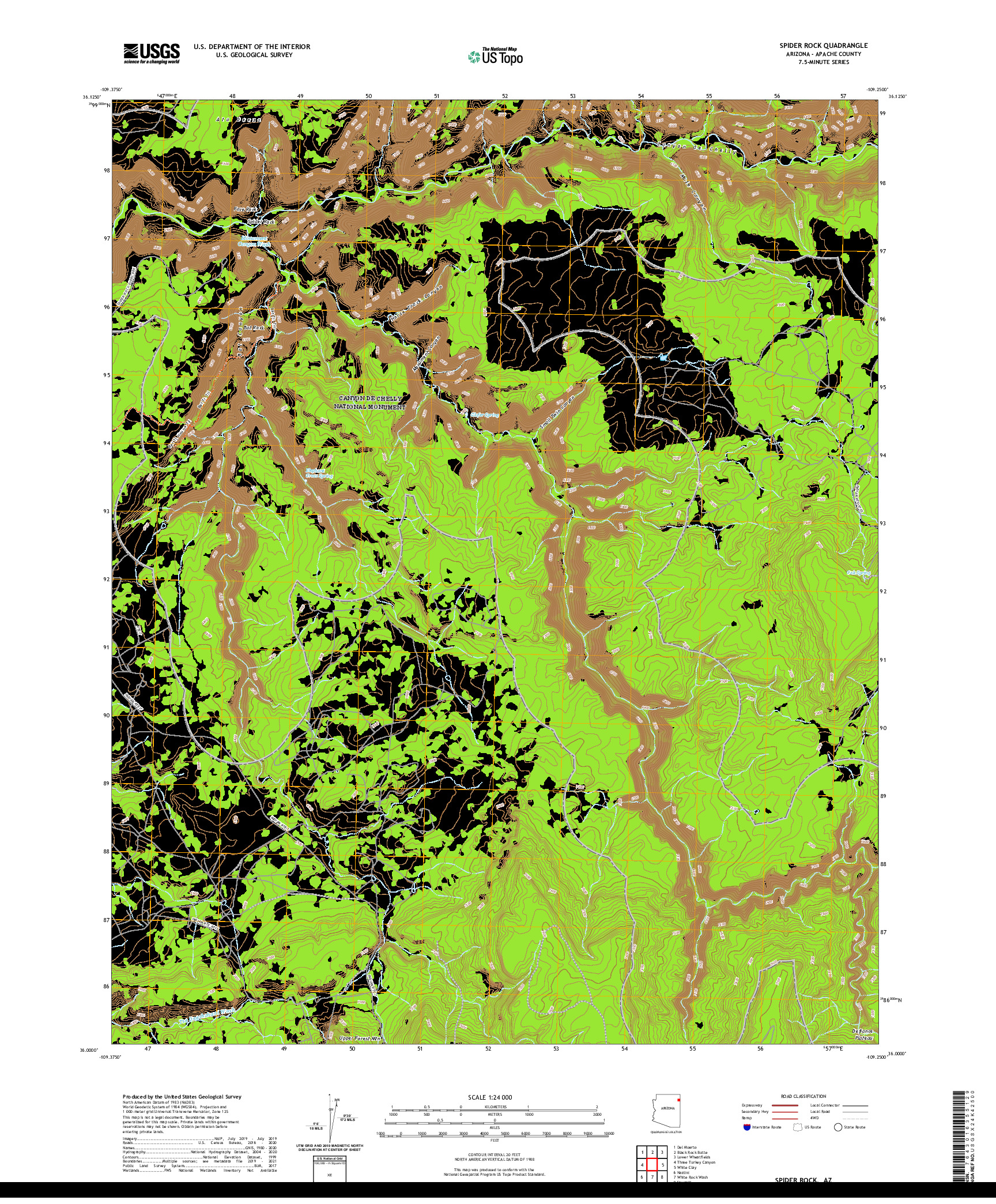 US TOPO 7.5-MINUTE MAP FOR SPIDER ROCK, AZ