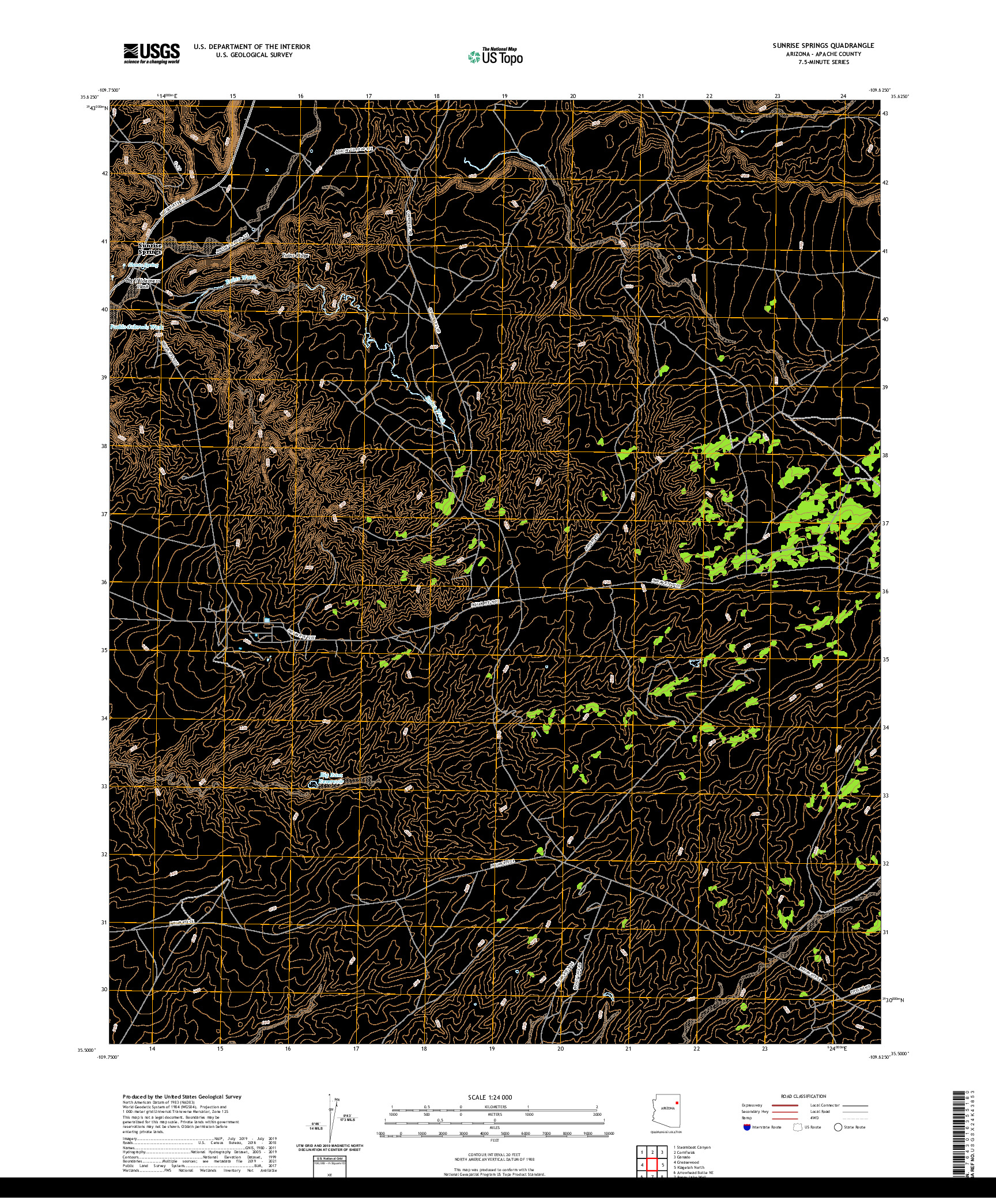 US TOPO 7.5-MINUTE MAP FOR SUNRISE SPRINGS, AZ