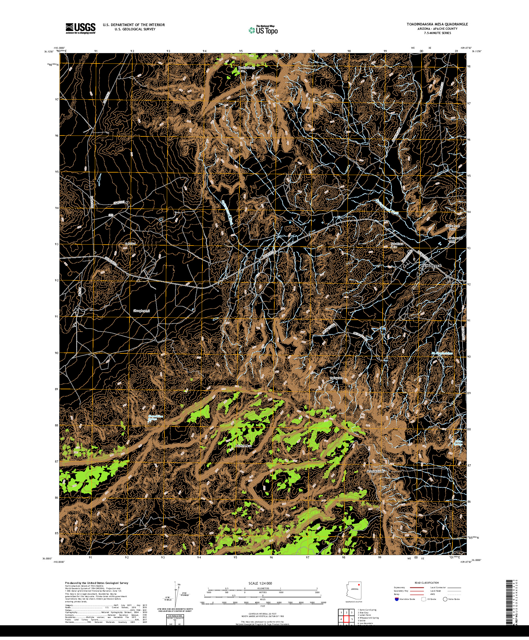 US TOPO 7.5-MINUTE MAP FOR TOADINDAASKA MESA, AZ