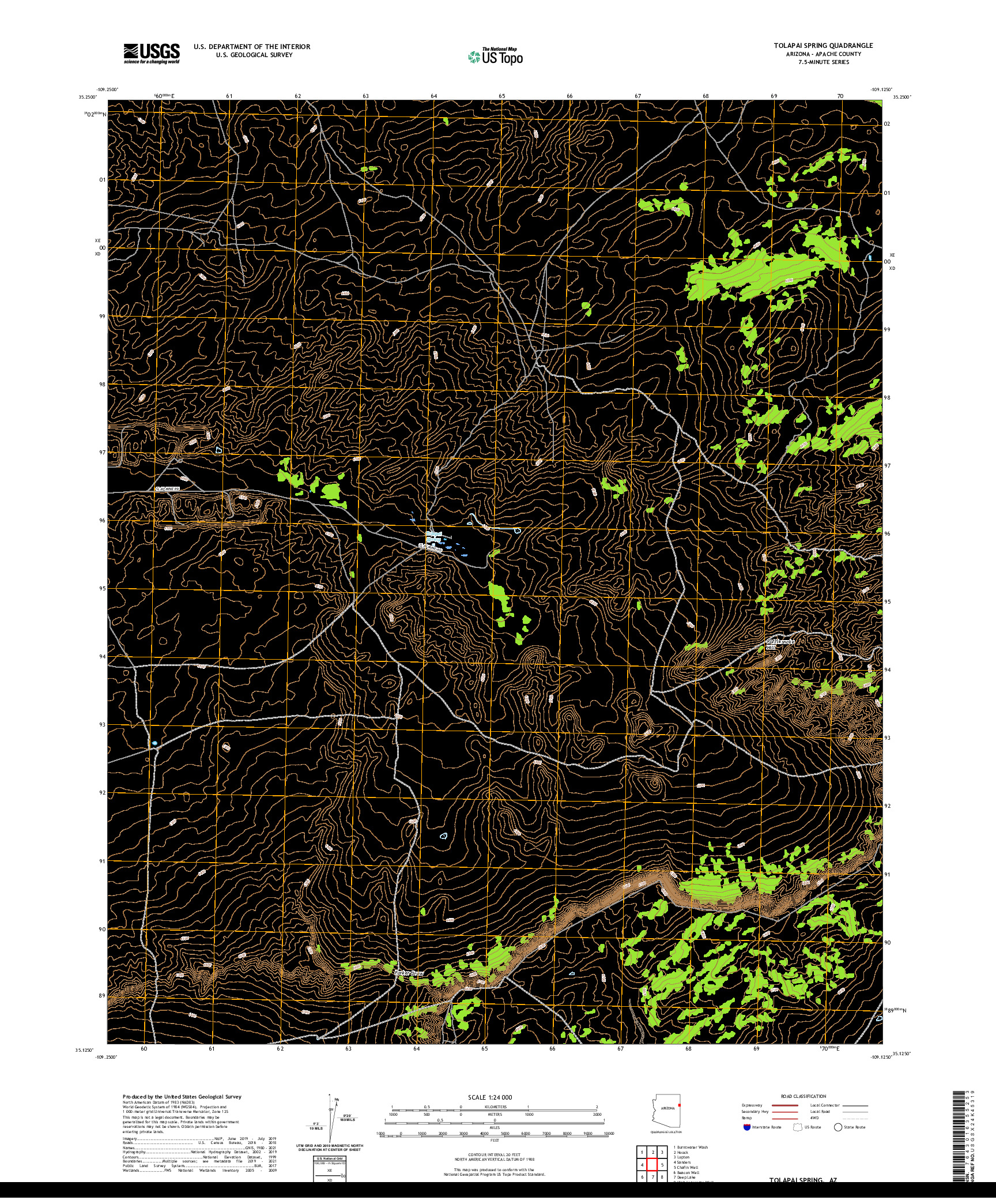 US TOPO 7.5-MINUTE MAP FOR TOLAPAI SPRING, AZ