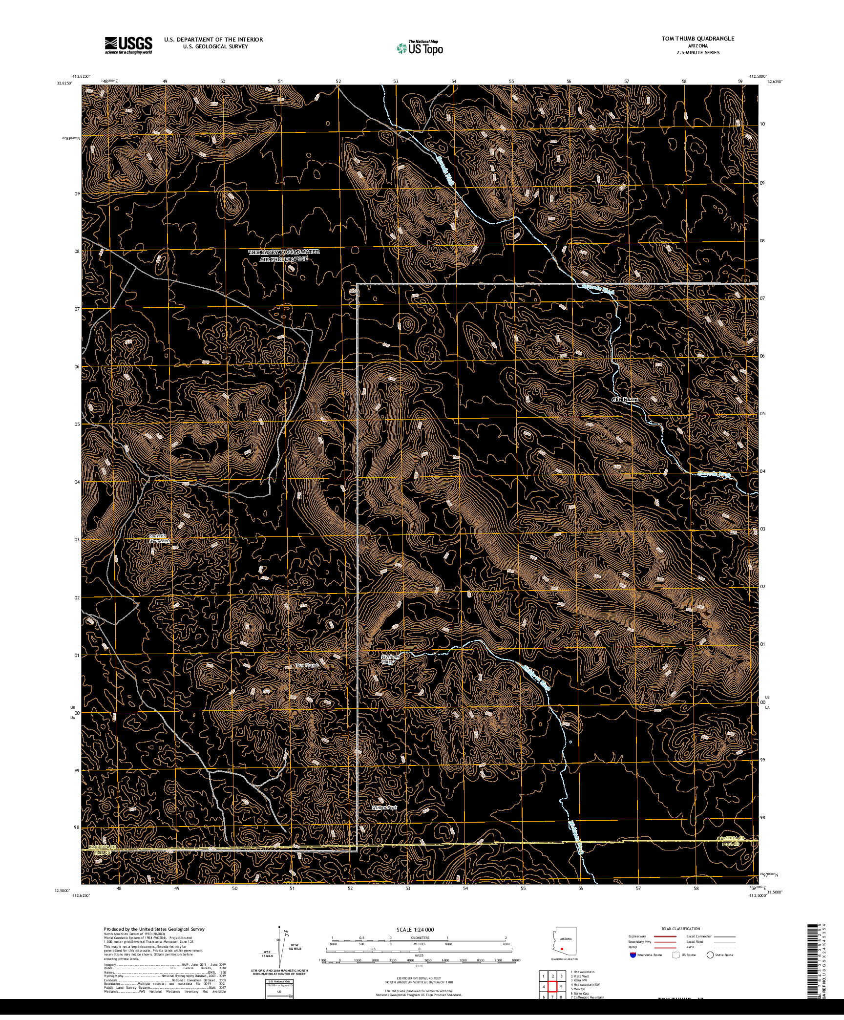 US TOPO 7.5-MINUTE MAP FOR TOM THUMB, AZ