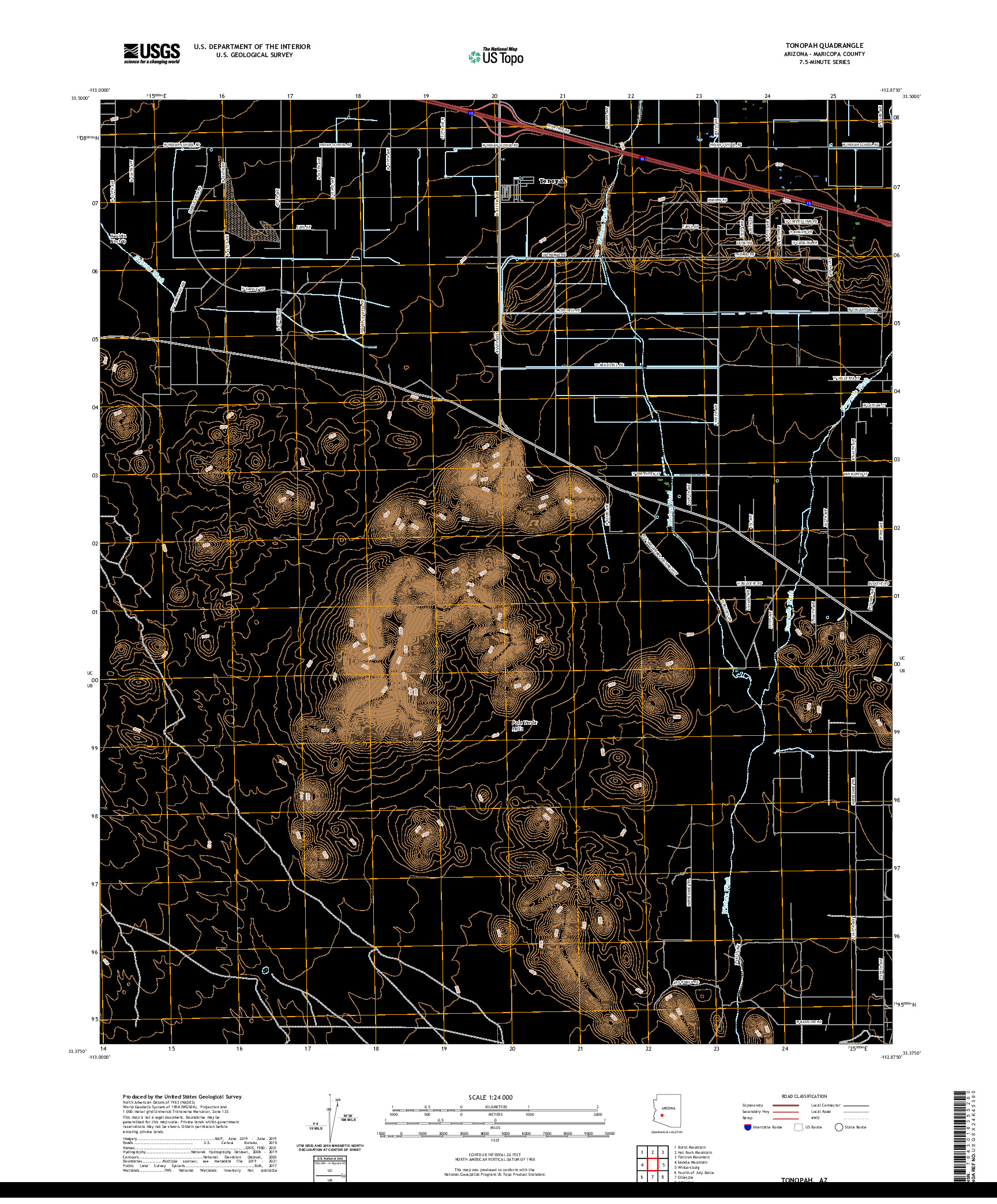 US TOPO 7.5-MINUTE MAP FOR TONOPAH, AZ