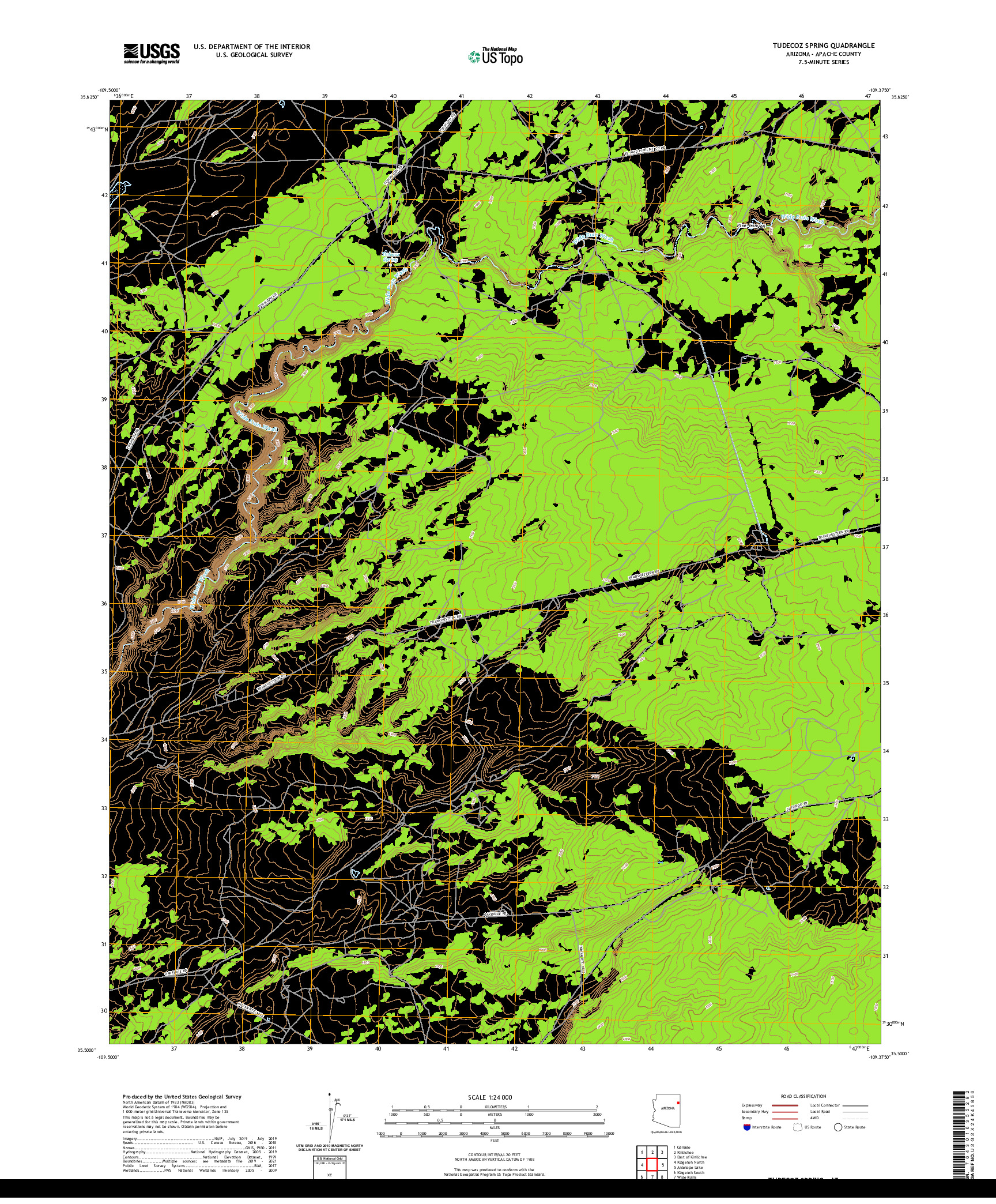 US TOPO 7.5-MINUTE MAP FOR TUDECOZ SPRING, AZ