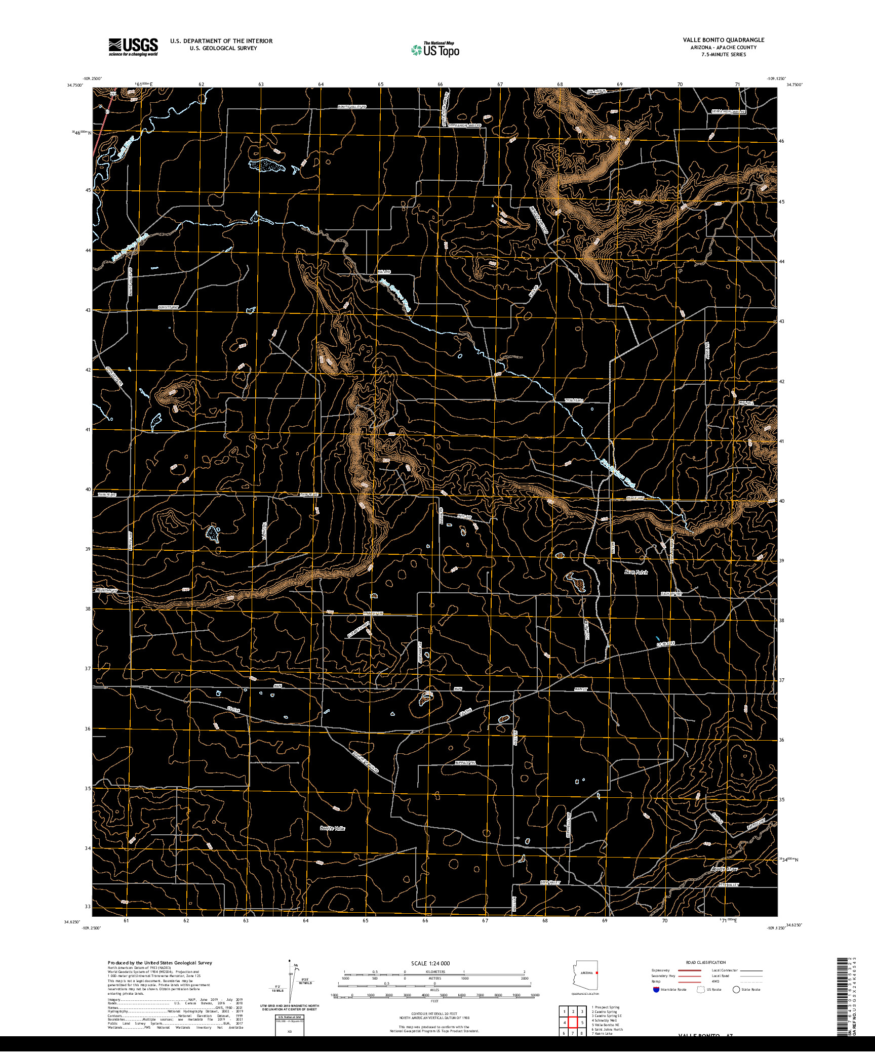 US TOPO 7.5-MINUTE MAP FOR VALLE BONITO, AZ