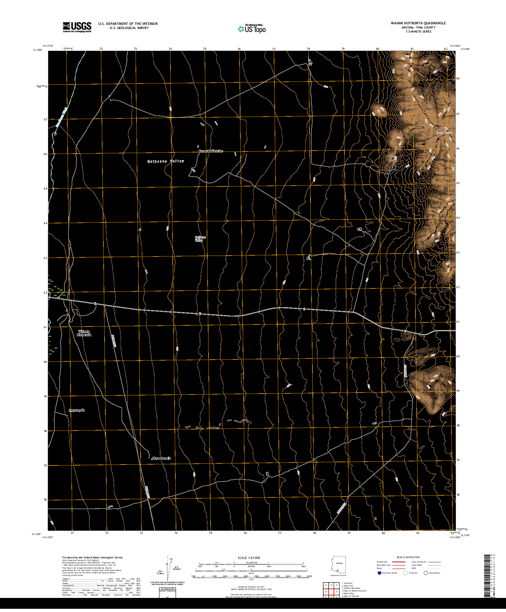 US TOPO 7.5-MINUTE MAP FOR WAHAK HOTRONTK, AZ