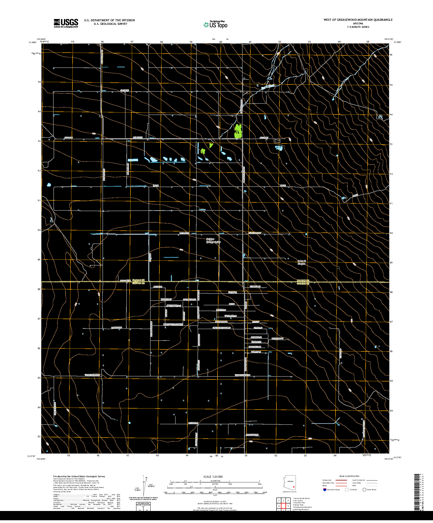 US TOPO 7.5-MINUTE MAP FOR WEST OF GREASEWOOD MOUNTAIN, AZ