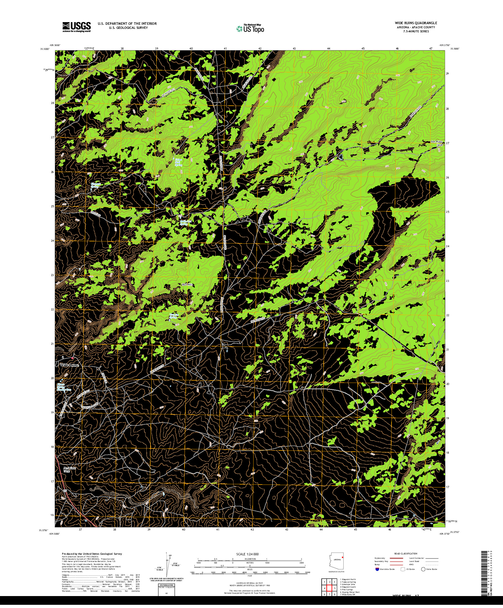 US TOPO 7.5-MINUTE MAP FOR WIDE RUINS, AZ