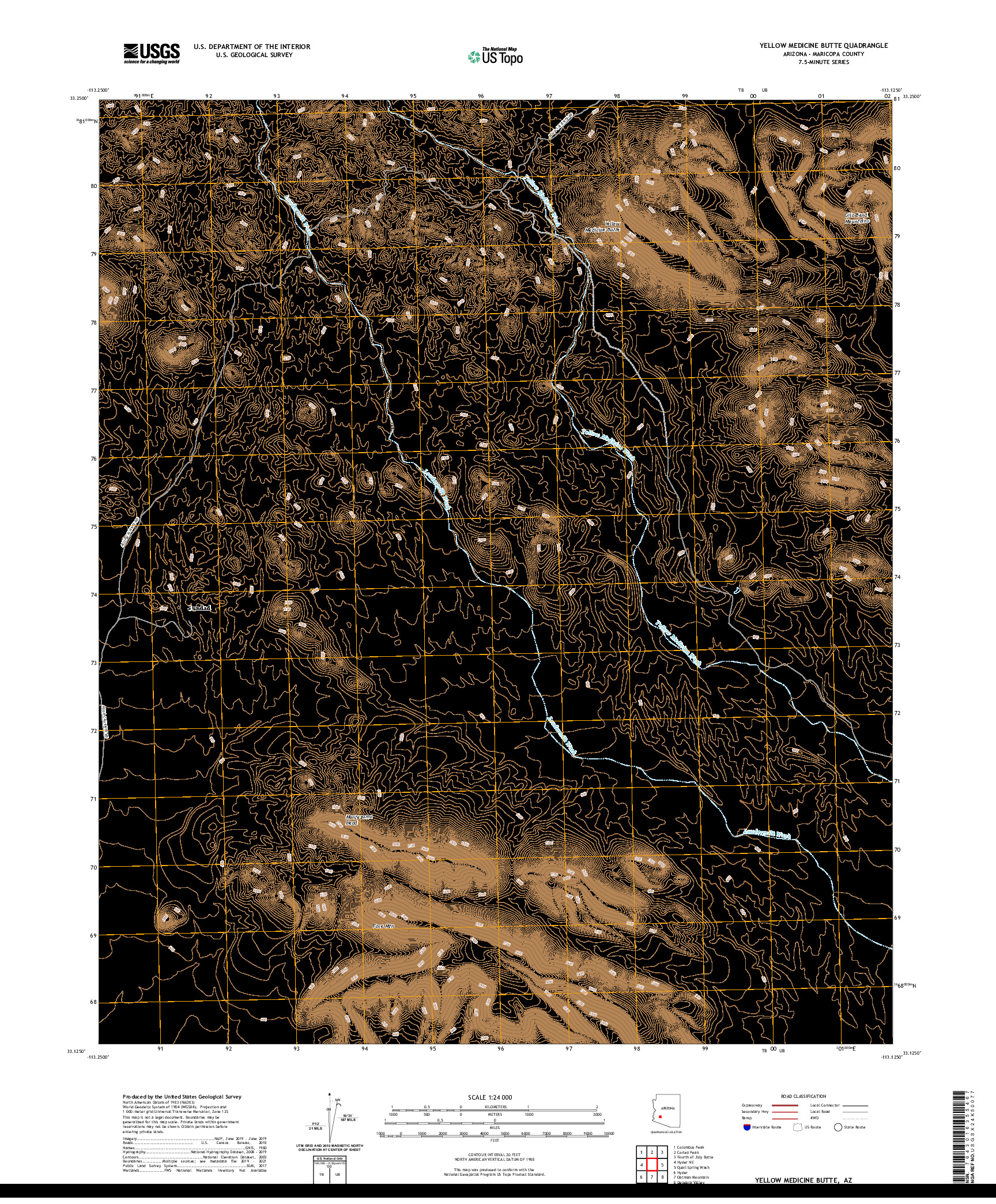 US TOPO 7.5-MINUTE MAP FOR YELLOW MEDICINE BUTTE, AZ