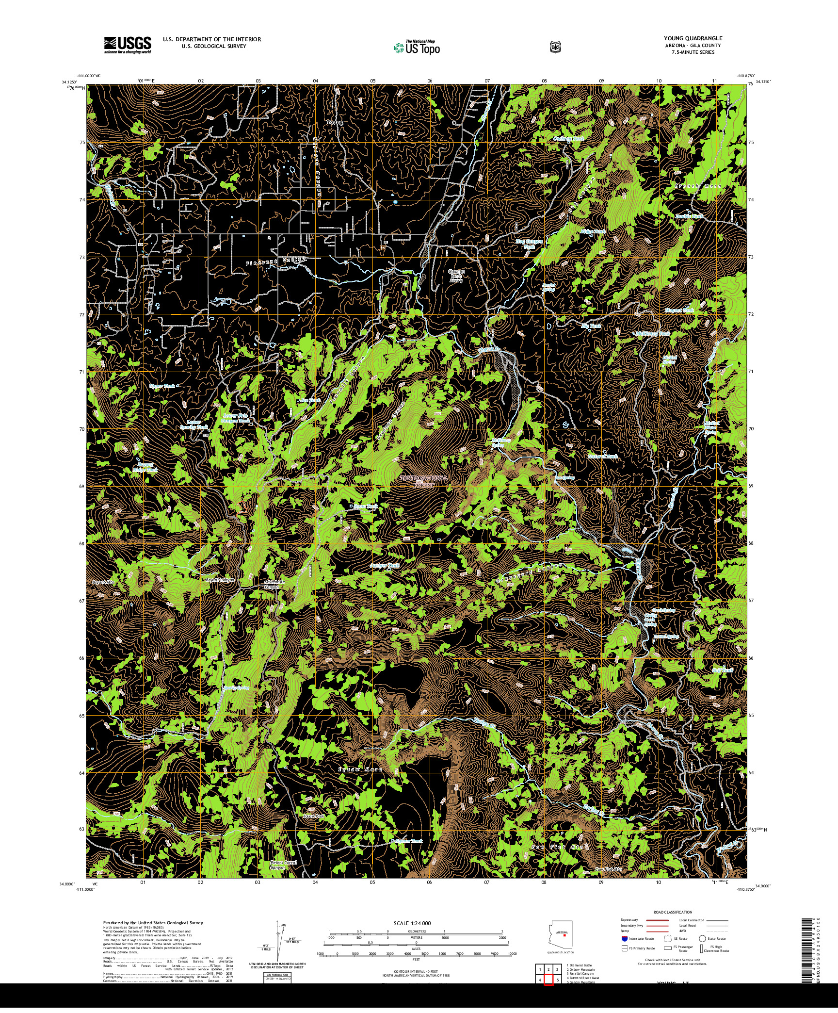 US TOPO 7.5-MINUTE MAP FOR YOUNG, AZ