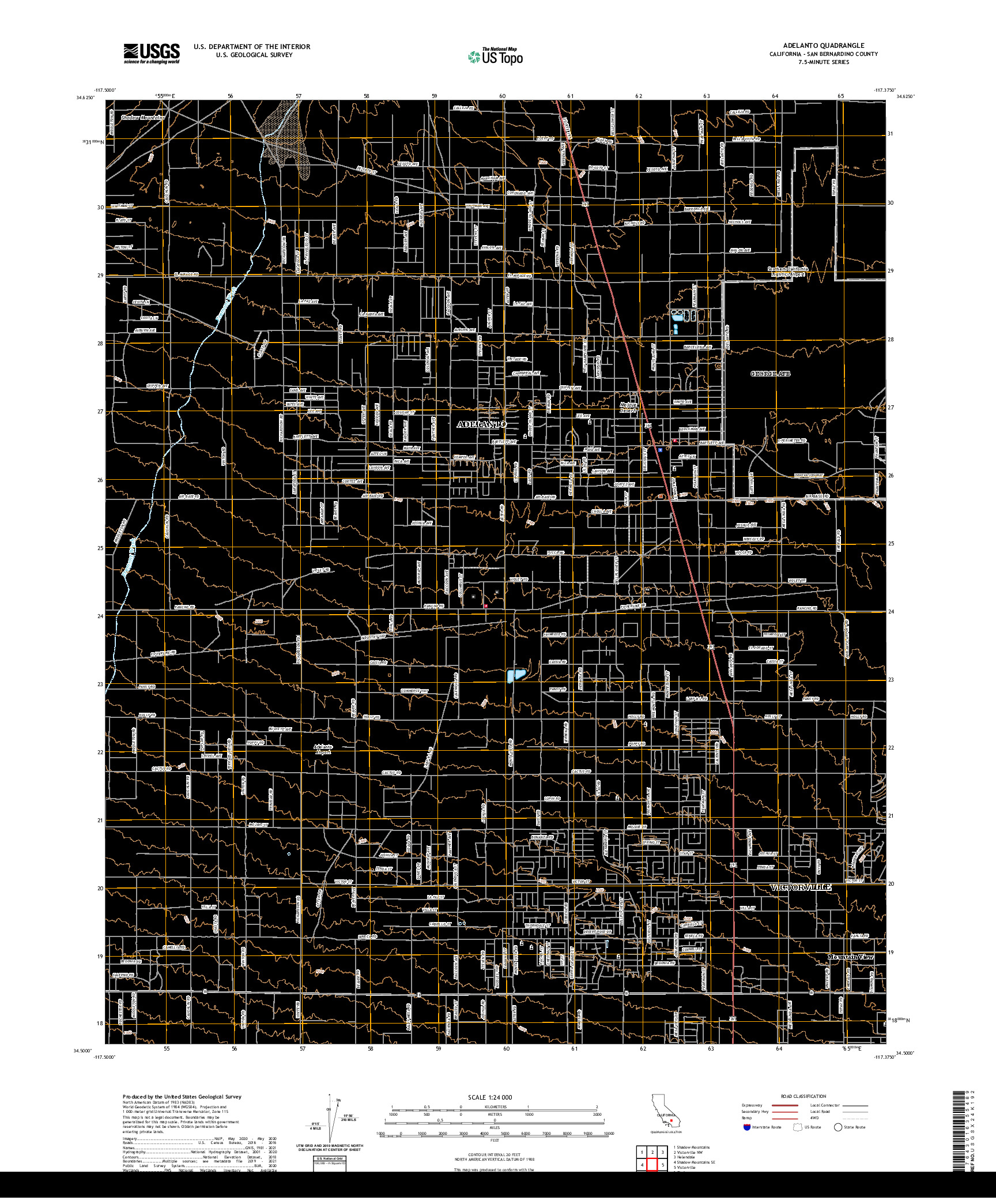 US TOPO 7.5-MINUTE MAP FOR ADELANTO, CA