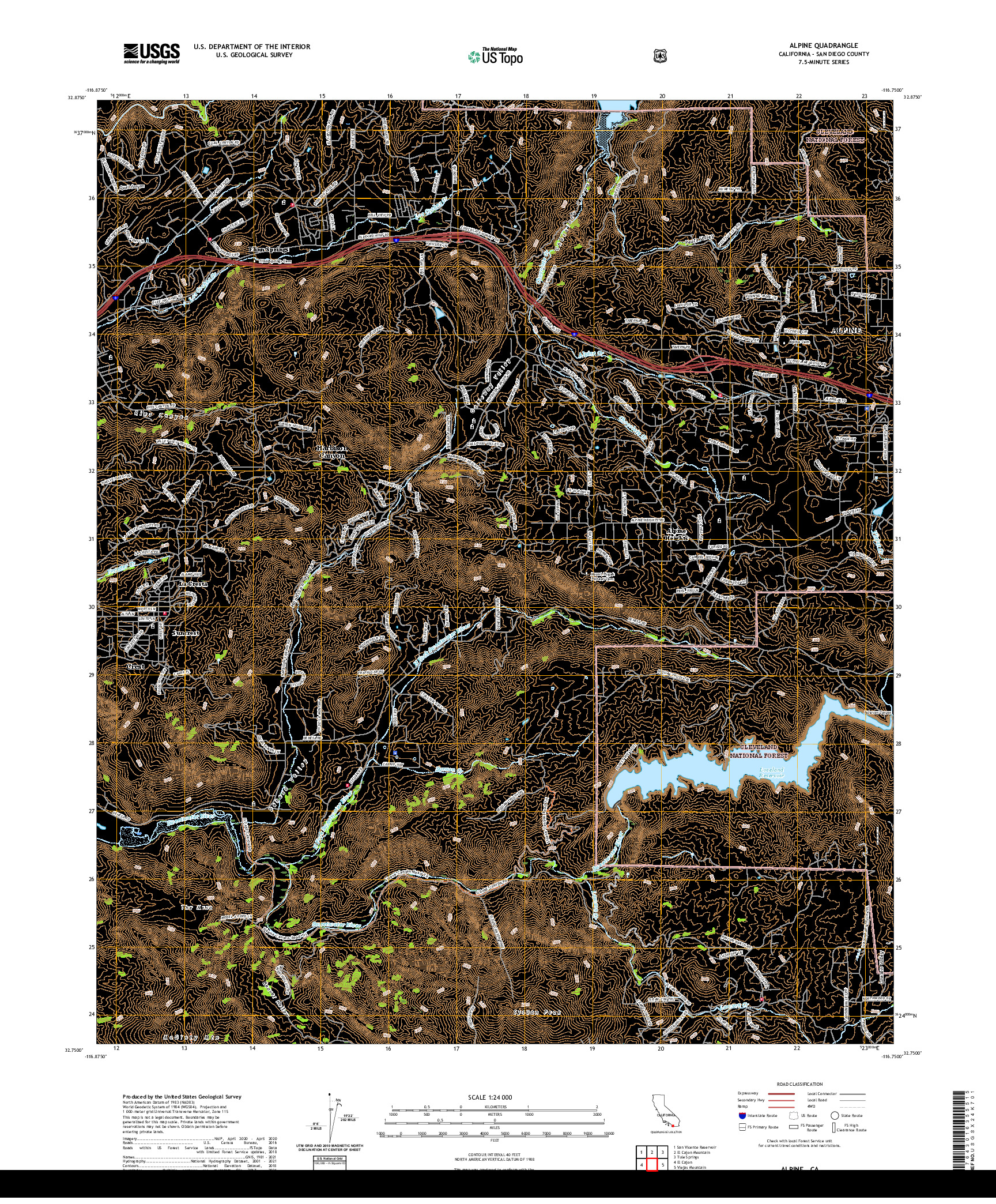 US TOPO 7.5-MINUTE MAP FOR ALPINE, CA