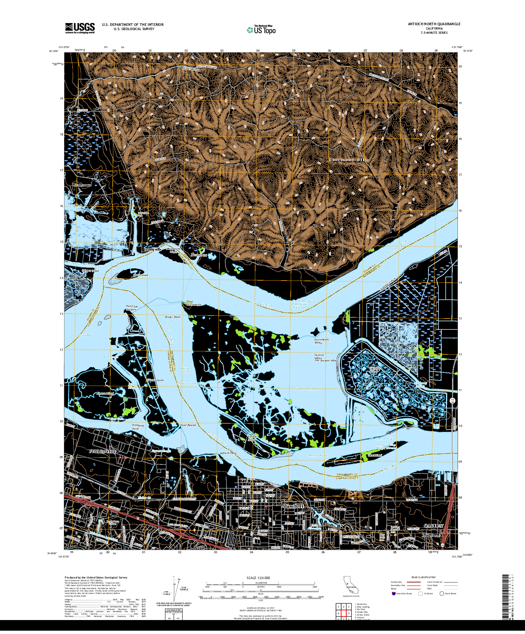 US TOPO 7.5-MINUTE MAP FOR ANTIOCH NORTH, CA