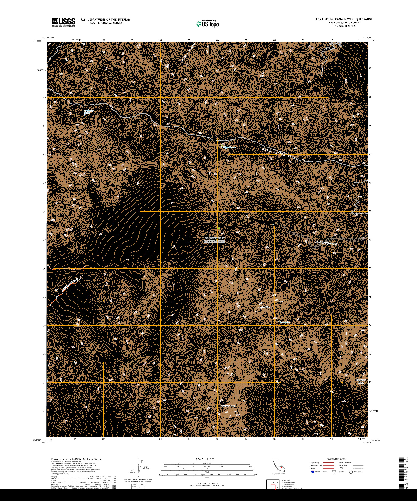 US TOPO 7.5-MINUTE MAP FOR ANVIL SPRING CANYON WEST, CA