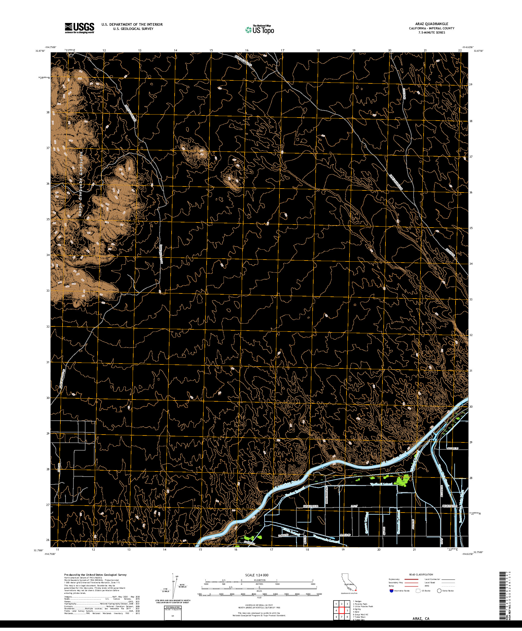 US TOPO 7.5-MINUTE MAP FOR ARAZ, CA