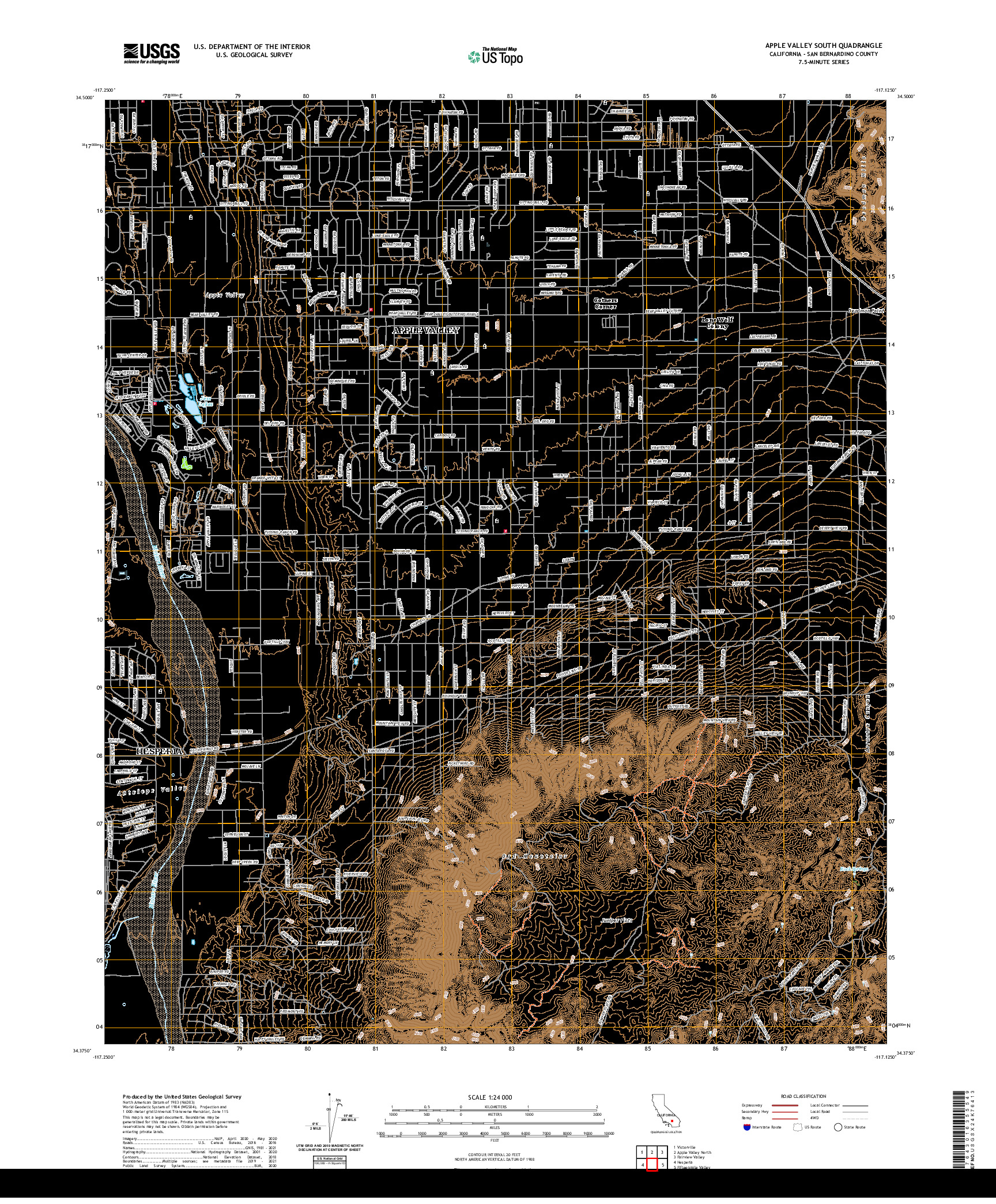 US TOPO 7.5-MINUTE MAP FOR APPLE VALLEY SOUTH, CA