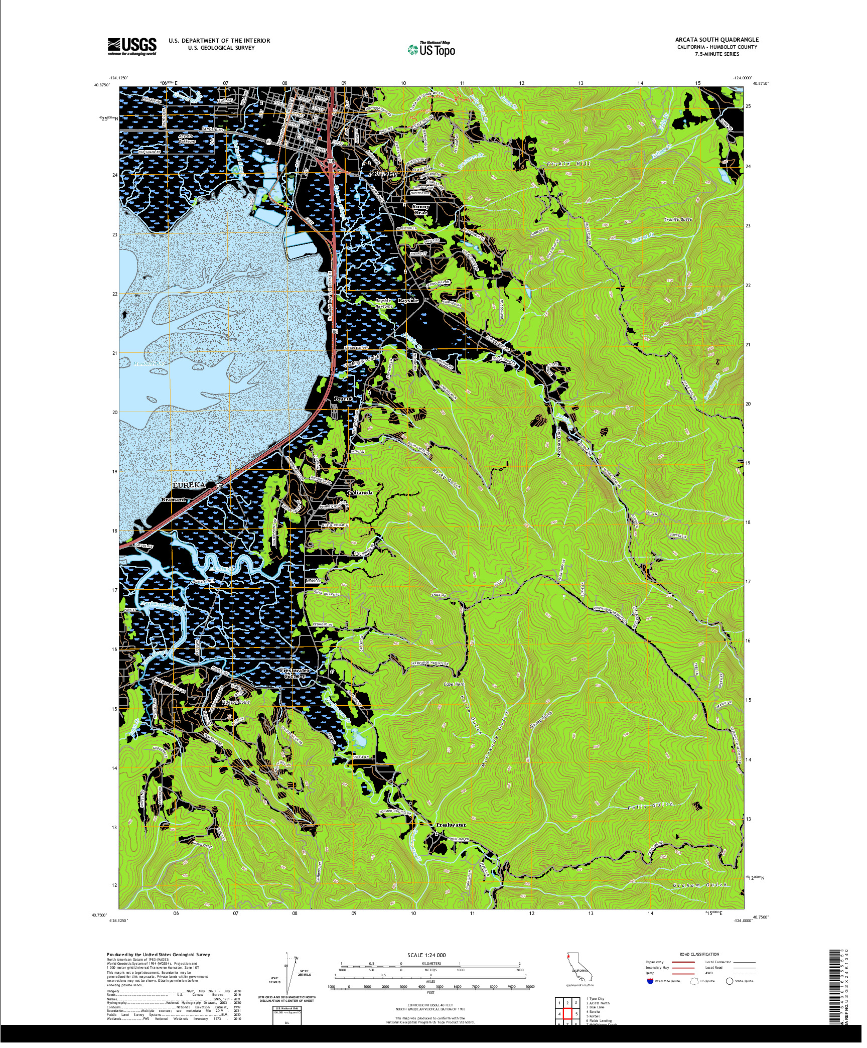 US TOPO 7.5-MINUTE MAP FOR ARCATA SOUTH, CA