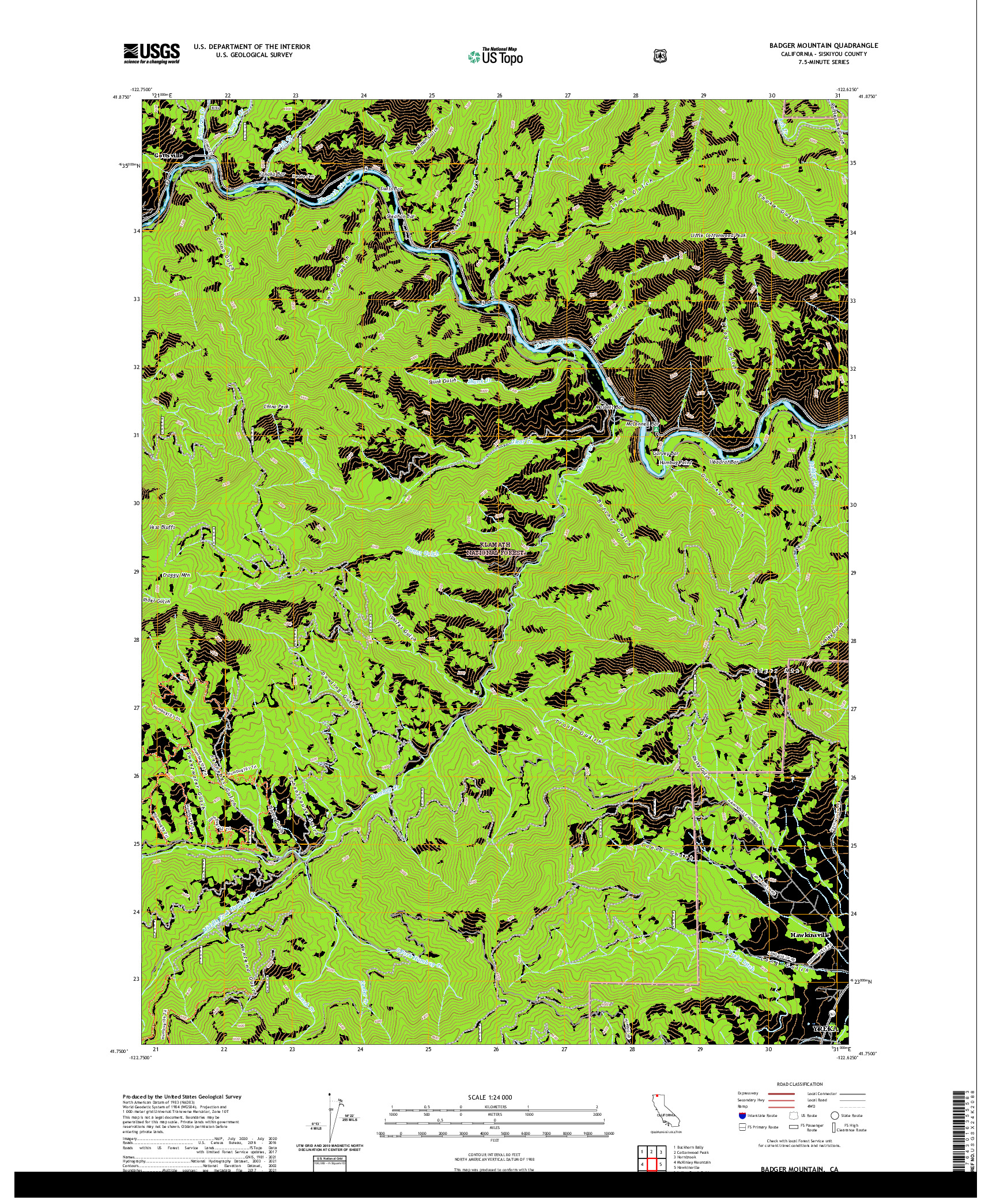 US TOPO 7.5-MINUTE MAP FOR BADGER MOUNTAIN, CA