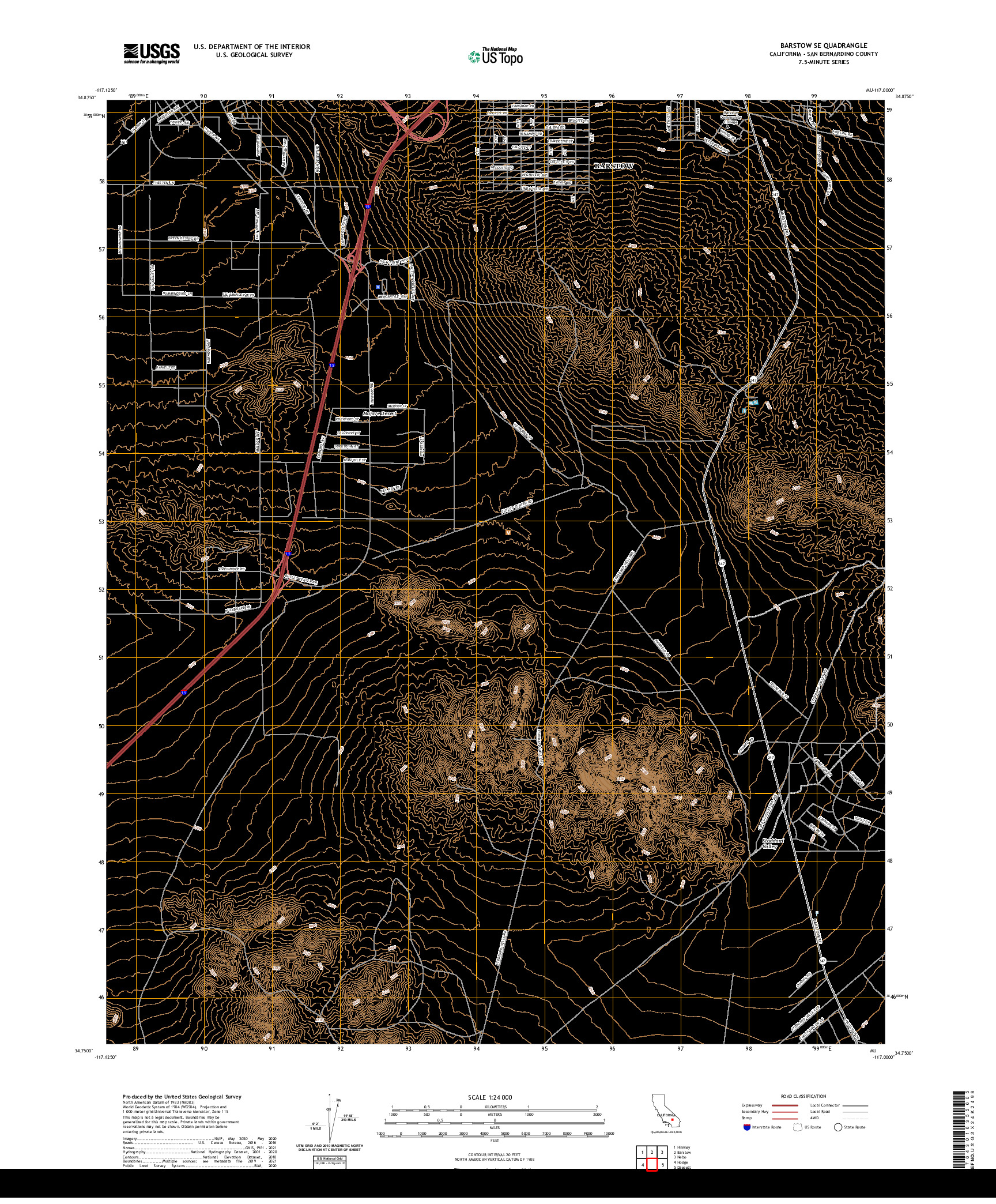 US TOPO 7.5-MINUTE MAP FOR BARSTOW SE, CA