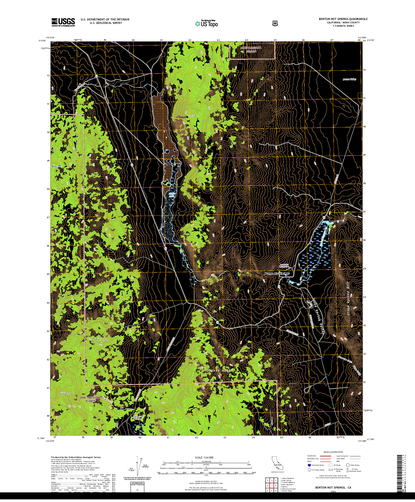 US TOPO 7.5-MINUTE MAP FOR BENTON HOT SPRINGS, CA