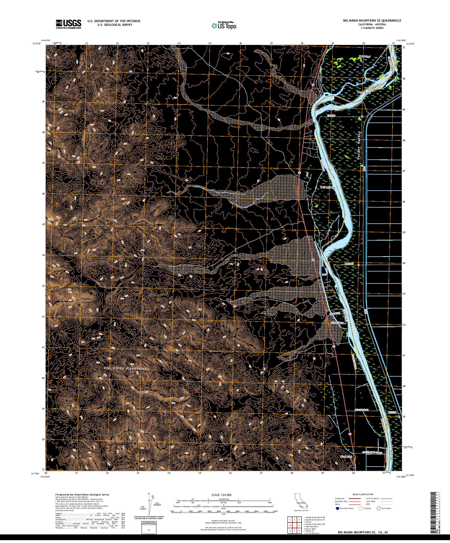 US TOPO 7.5-MINUTE MAP FOR BIG MARIA MOUNTAINS SE, CA,AZ